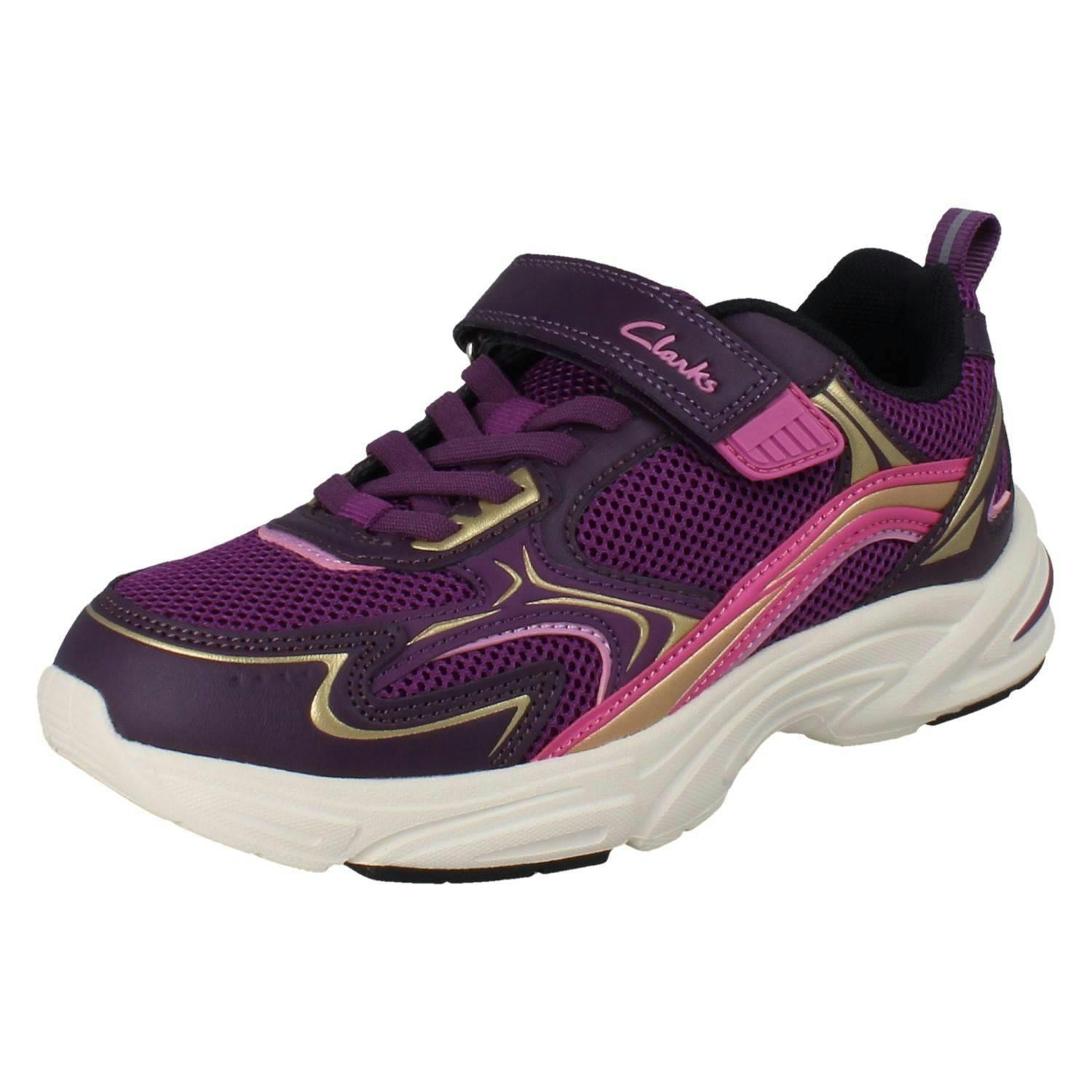 Clarks Purple Kids Sporty Trainers Crafton Move K - Combination - Uk 12 Child