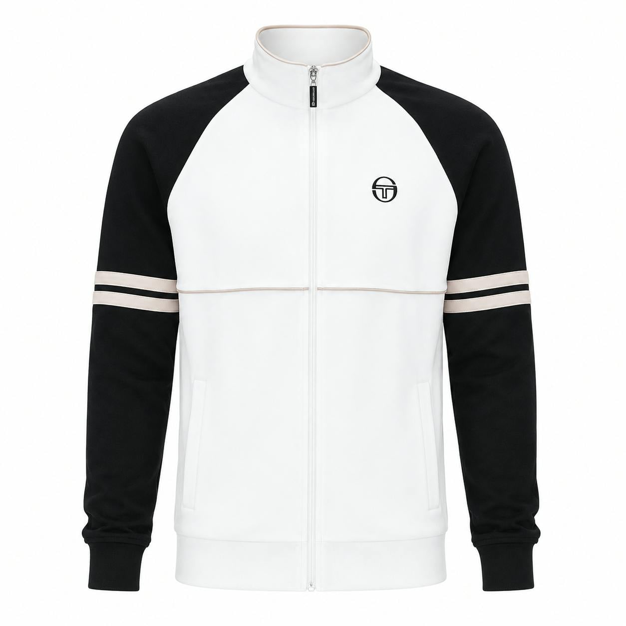 Sergio Tacchini Black Orion Track Top Jacket Gardenia/Black/Peyote - 3XL
