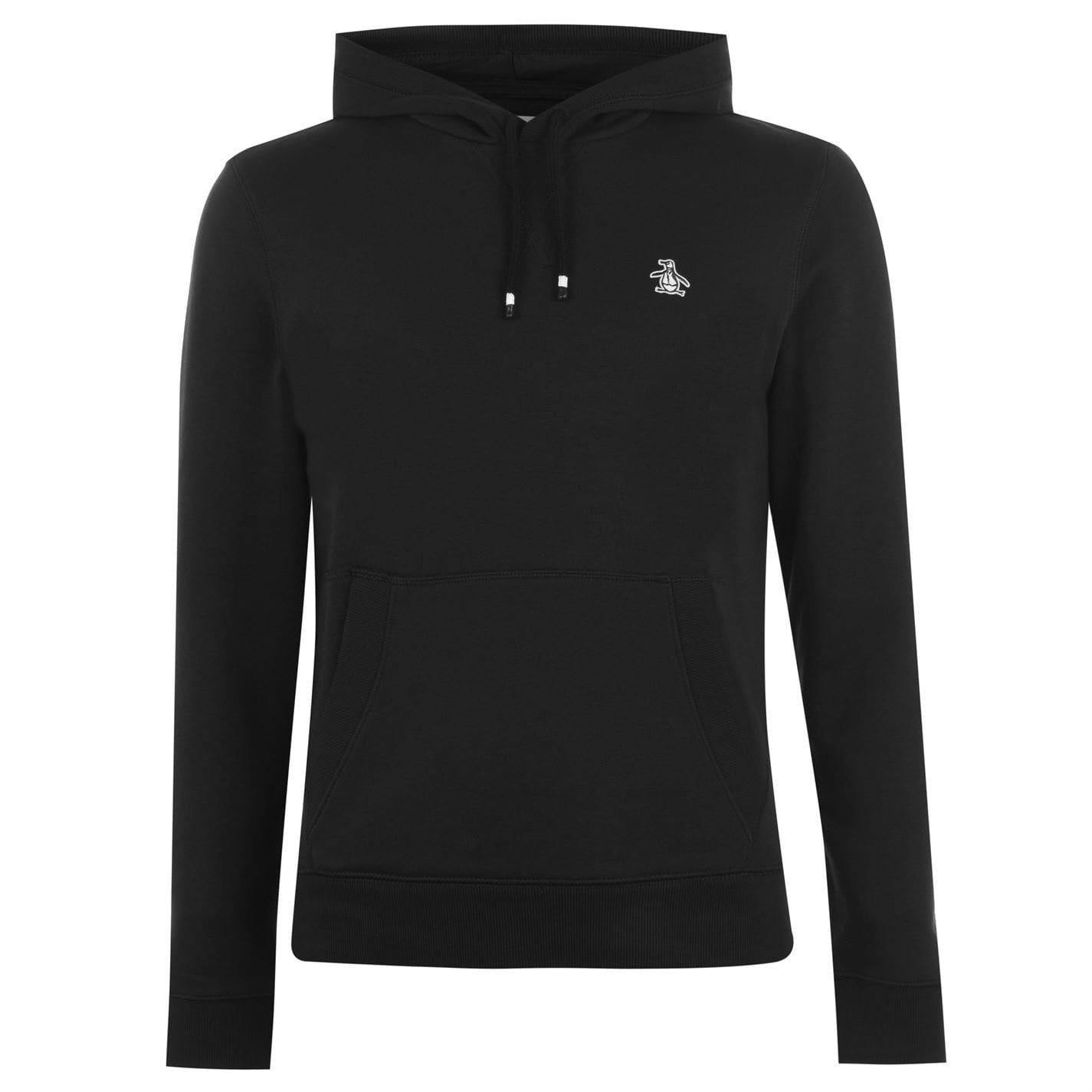 Original Penguin Men's Black Popover Hoodie - S - 85% Cotton/15% Polyester