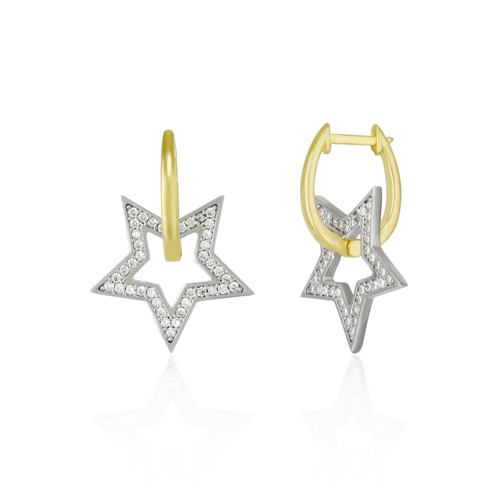 Spero London Silver Sterling Star Hoop Earrings