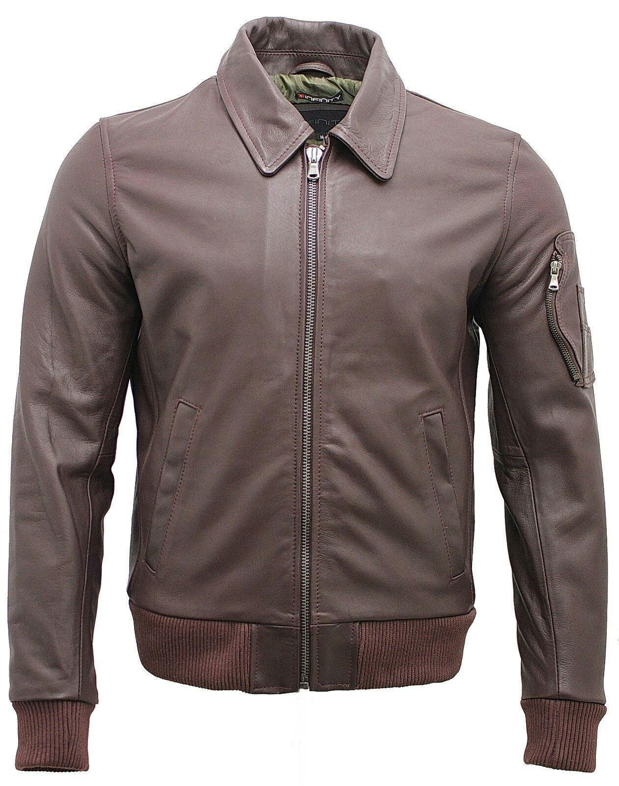 Infinity Leather Men's Burgundy Cowhide Analine Leather A2 Us Airforce Bomber Jacket - Uk 4XL | Eu 58 | Us 48