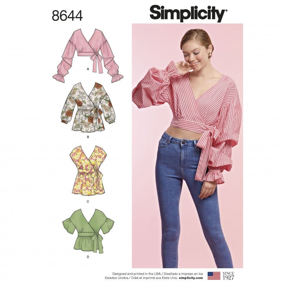 Simplicity Women's Sewing Pattern 8644, Tops For H5 (6-8-10-12-14) - Intermediate - H5 (6-8-10-12-14)