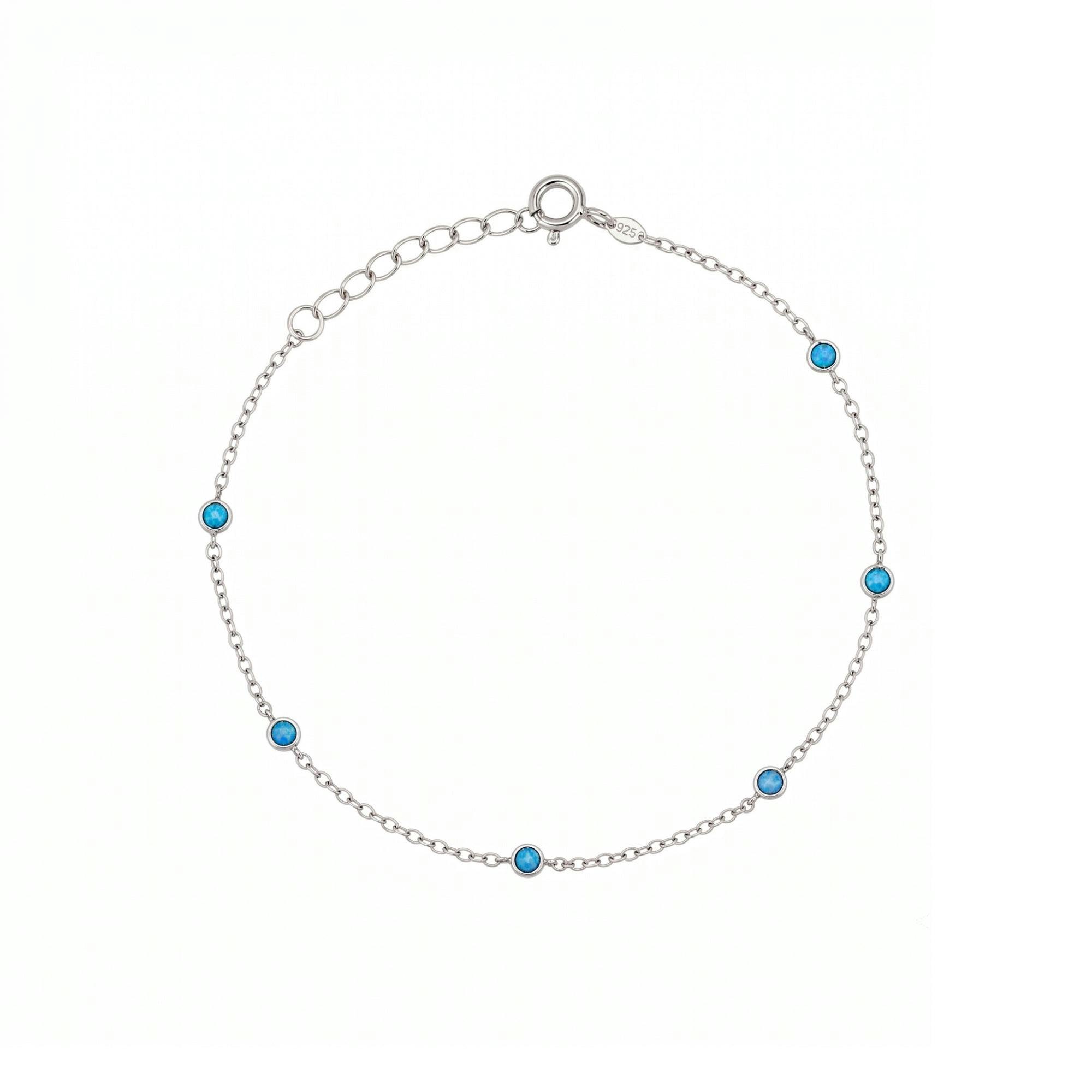 Spero London Blue/Silver Opal Bracelet In Sterling