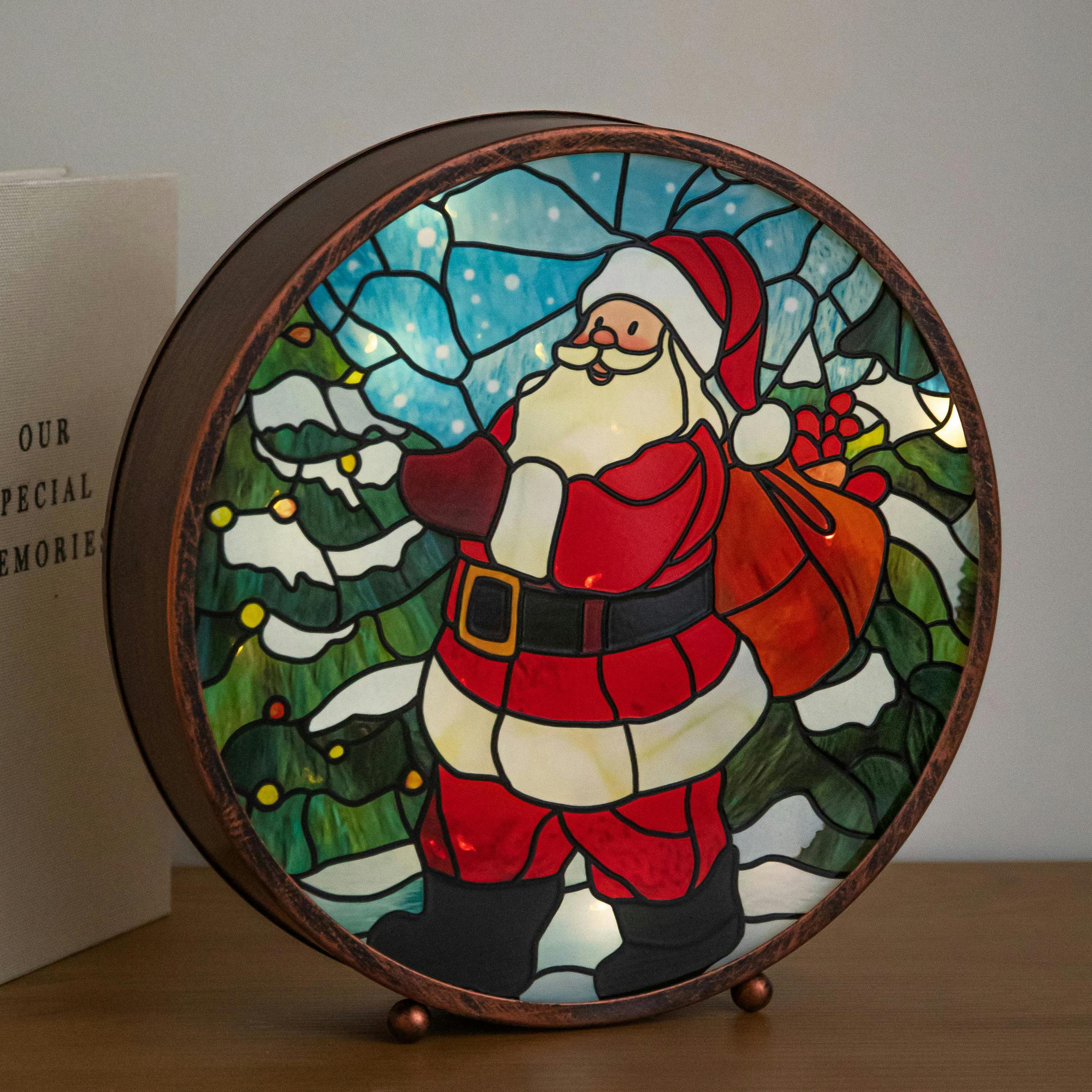 B&Q - 25Cm Usb Powered Light Up Santa Stained Glass Christmas Decoration - Image 4