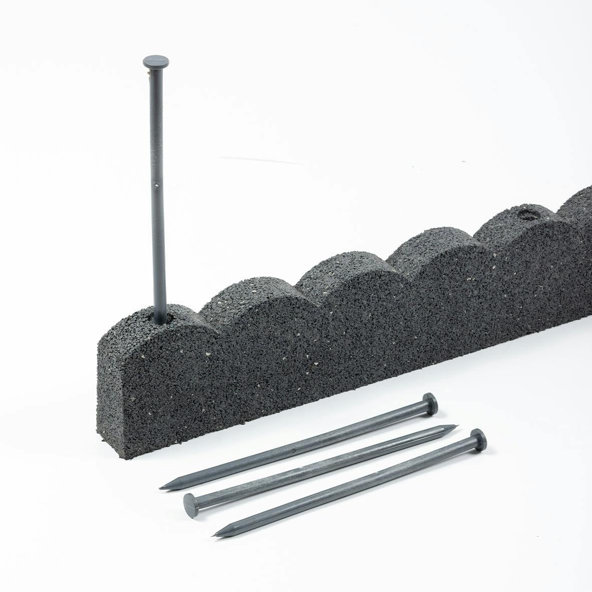 Rackhams Grey Recycled Rubber Scallop Garden Edging Border - Pack Of 20