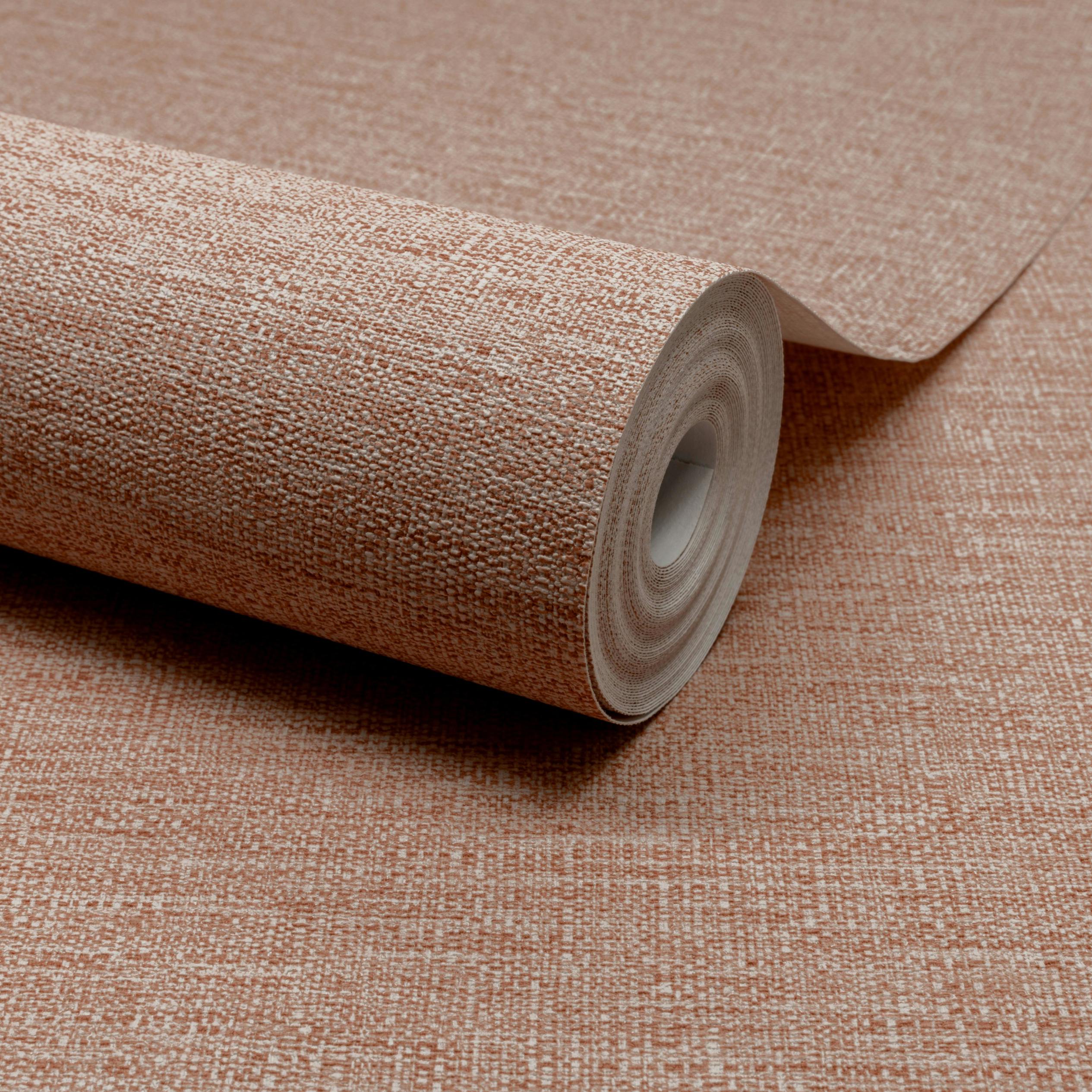 Rackhams Pink Telma Slubbed Fabric Hessian Textured Luxury Wallpaper,