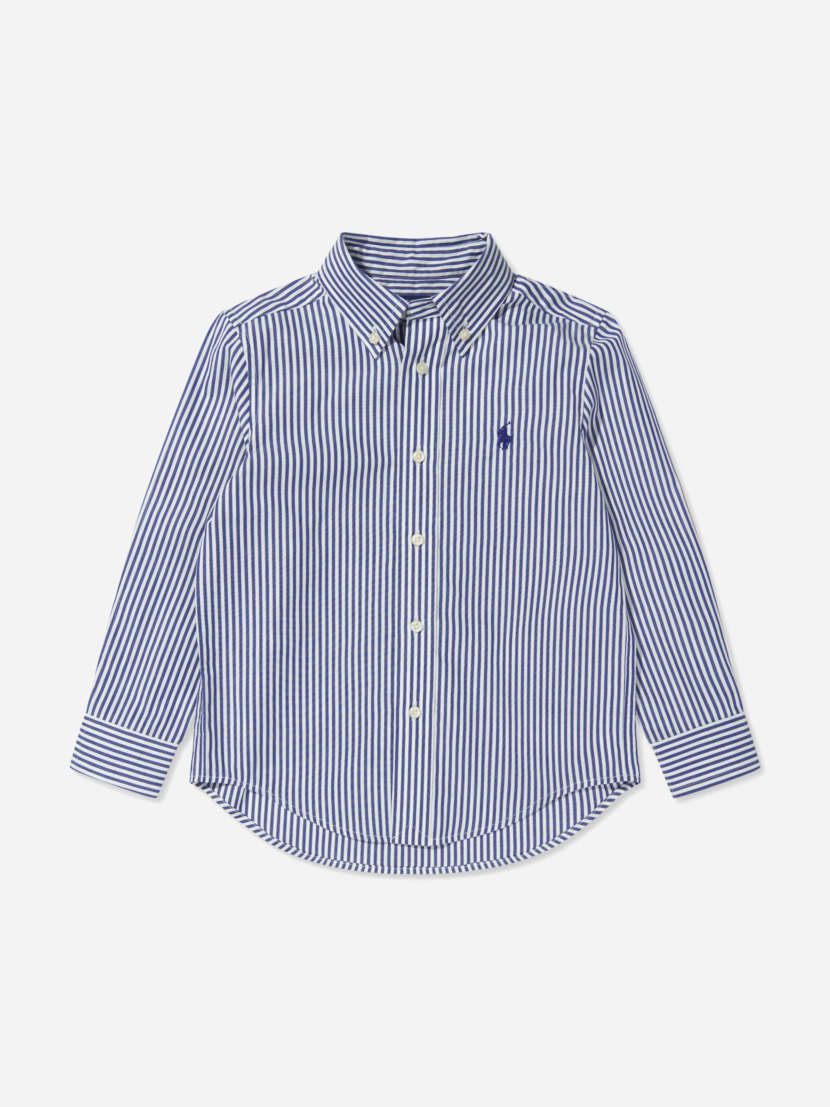 Ralph Lauren Kids Boys Blue Ralph Lauren Striped Shirt In - 8 Yrs (S)
