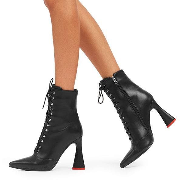 Lamoda Women's Black Love You Better Stylish Platform Ankle Boots Pu Trendy - Uk7