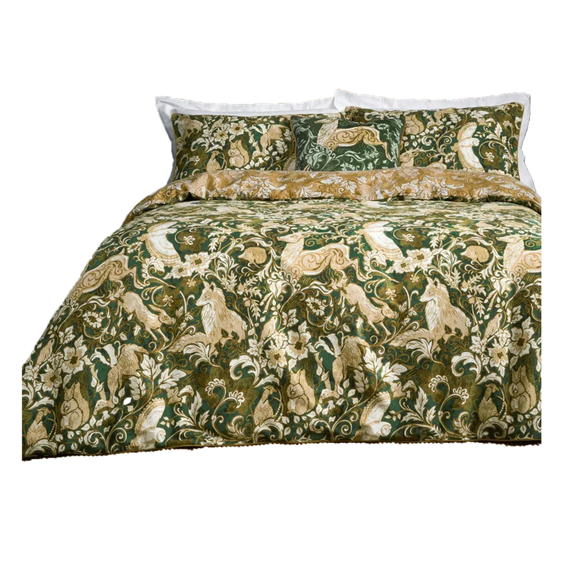 Rackhams Harewood British Cotton Animals Duvet Cover Set - Emerald - Single - Emerald - 100% Cotton