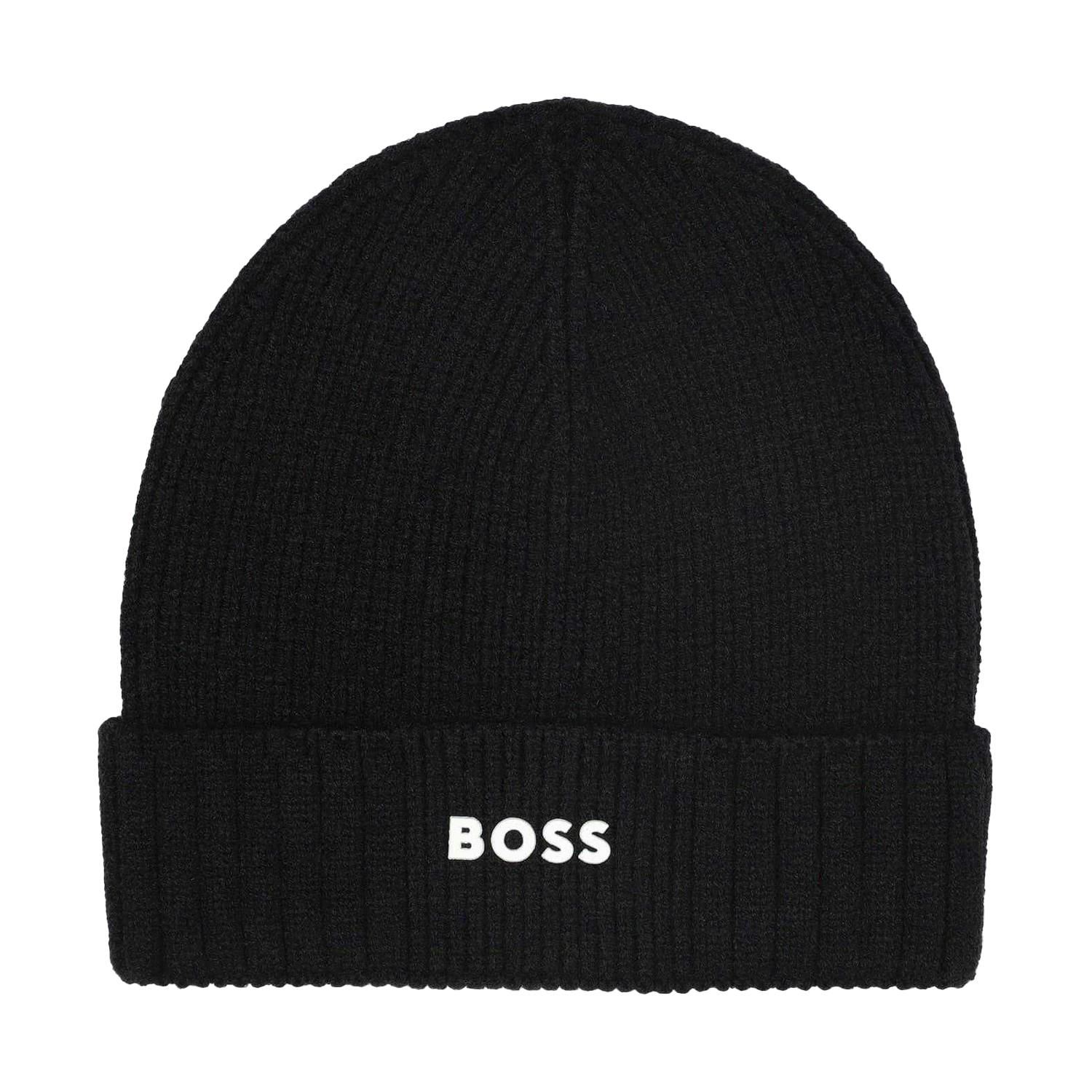 Boss Black Kids Logo Ribbed Casual Beanie - One Size - 100% Mixed