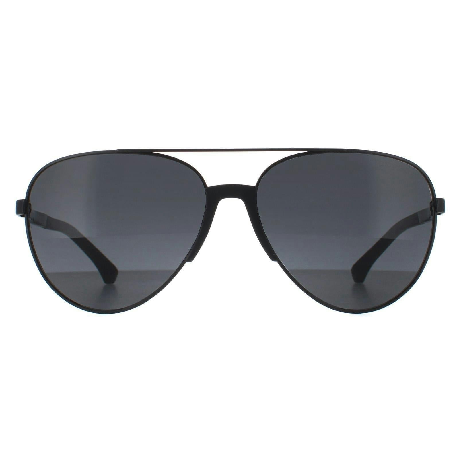 Emporio Armani Aviator Sunglasses - Matt Black Grey Metal Pilot Shape - One Size - Image 9