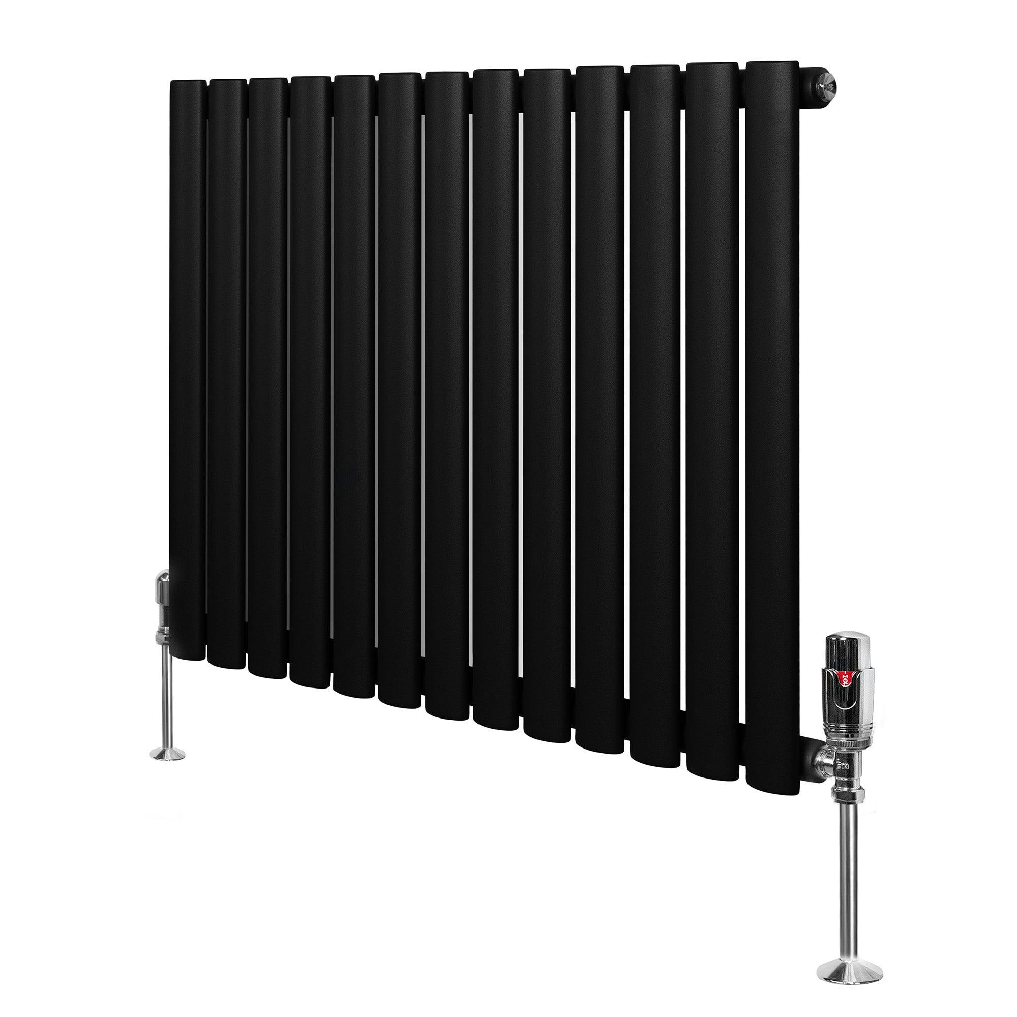 Monstershop Black Oval Single Column Radiator & Valves – 600Mm X 780Mm –