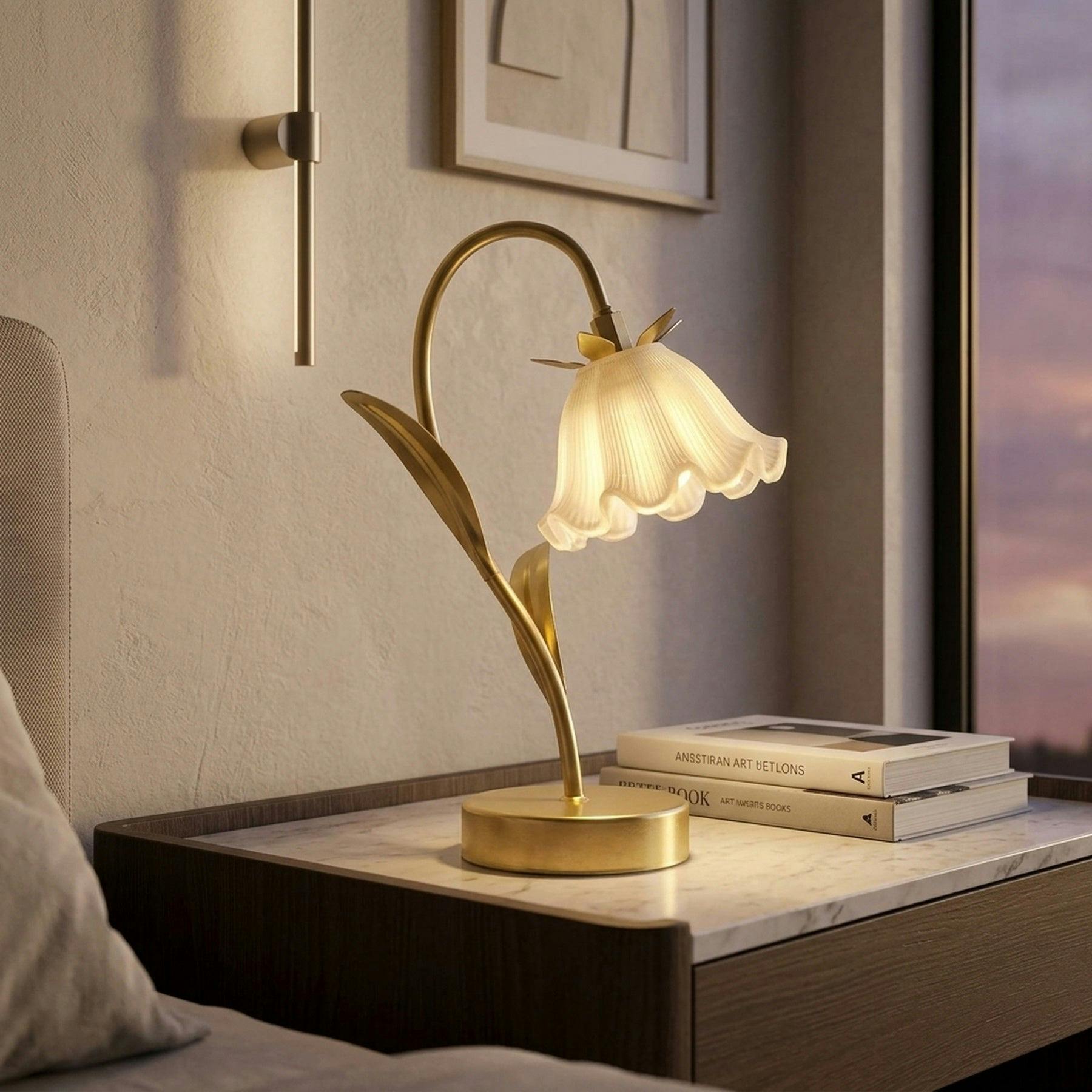 Hestia Floral 2 Stem Led Table Lamp - Gold - Image 8