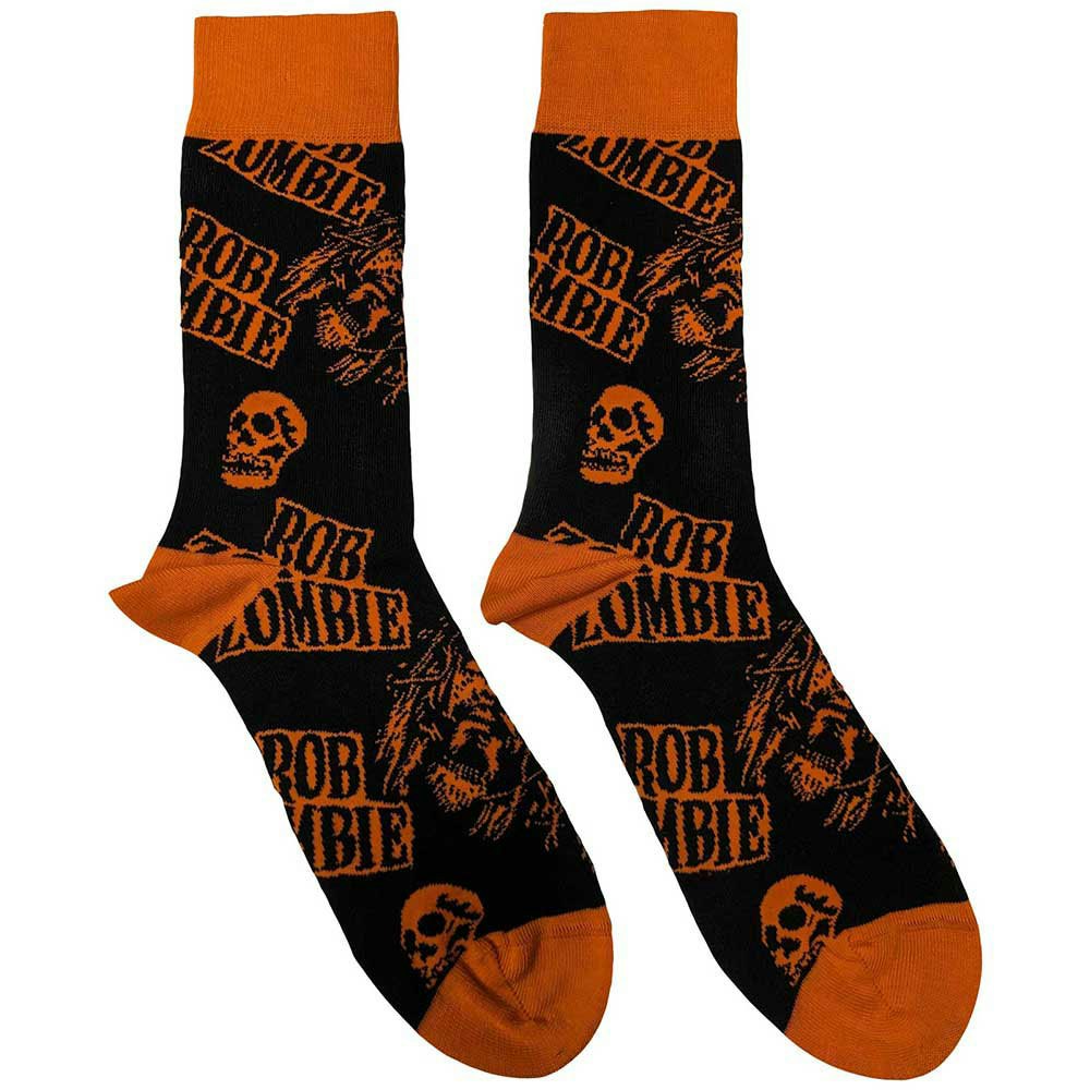 Paradiso Clothing Unisex Orange/Black Rob Zombie Skull Face Logo Ankle Socks
