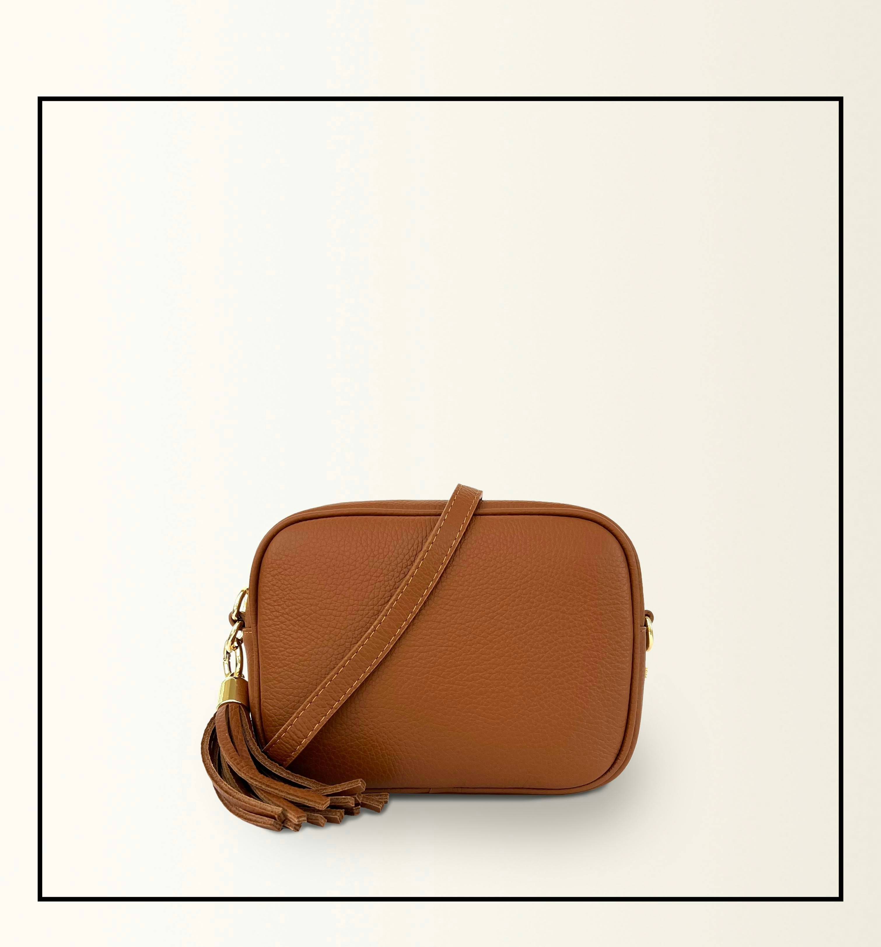 Apatchy London Brown The Tassel Leather Crossbody Bag - Tan