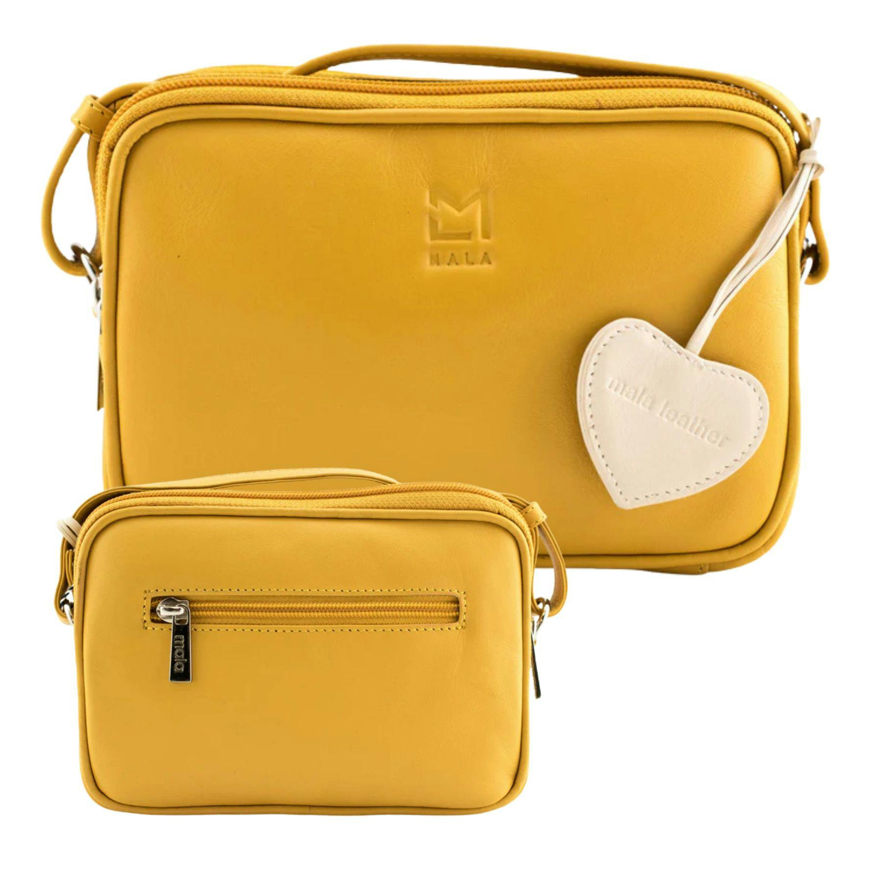 Mala Leather Yellow Anishka Heart Camera Bag - Leather