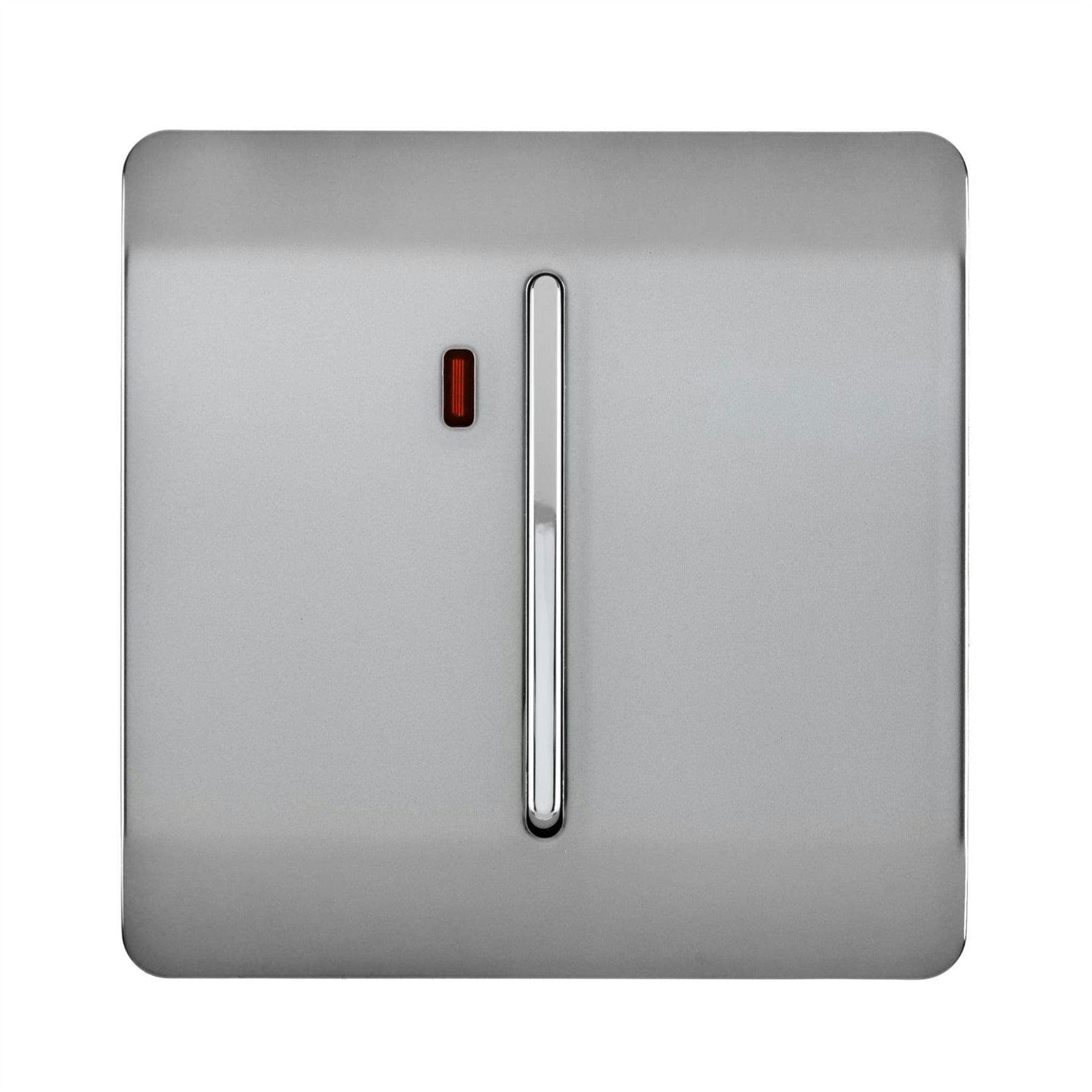 Trendi Modern Glossy 20 A Tactile Light Switch & Neon Insert Brushed Steel - Image 7