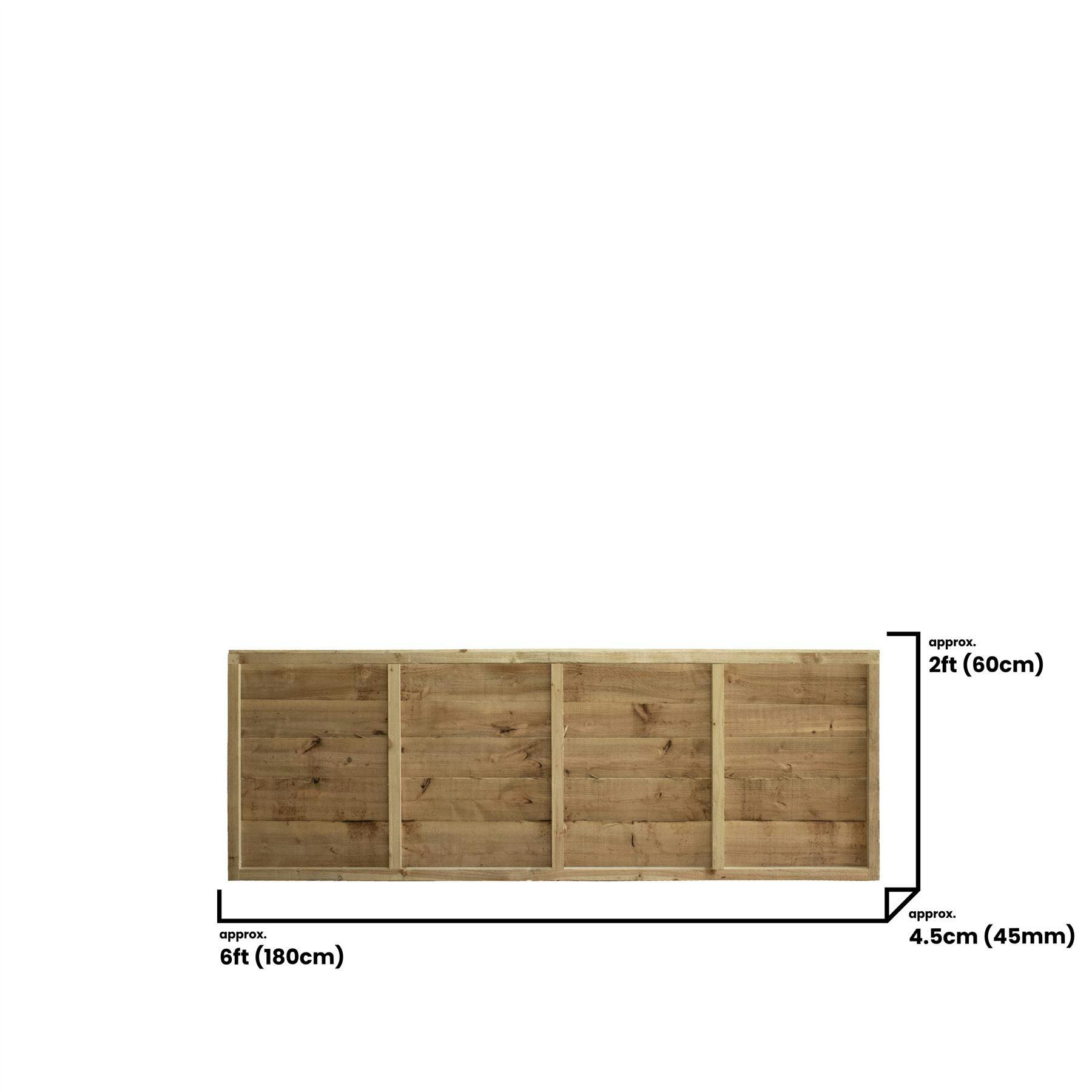 Premier Garden Supplies Grain Premier Lap Fence Panel Overlapping Waney Boards - 4 Pack H: 2Ft X W: 6Ft (182.8Cm) - Wood - Pressure Treated (Tanalised) - Image 2