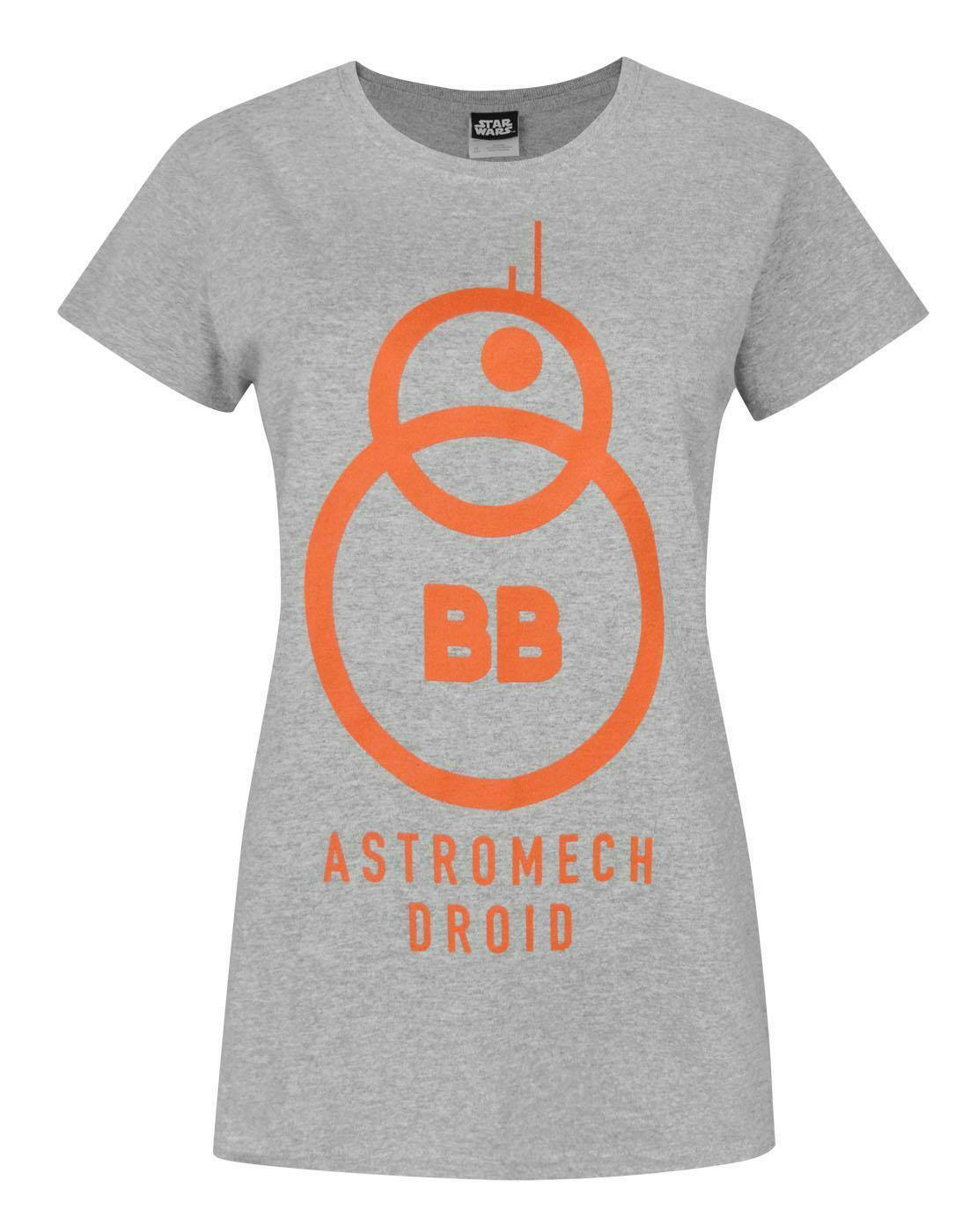 Vanilla Underground Women's Grey Star Wars Bb-8 Short Sleeved T-Shirt - Small