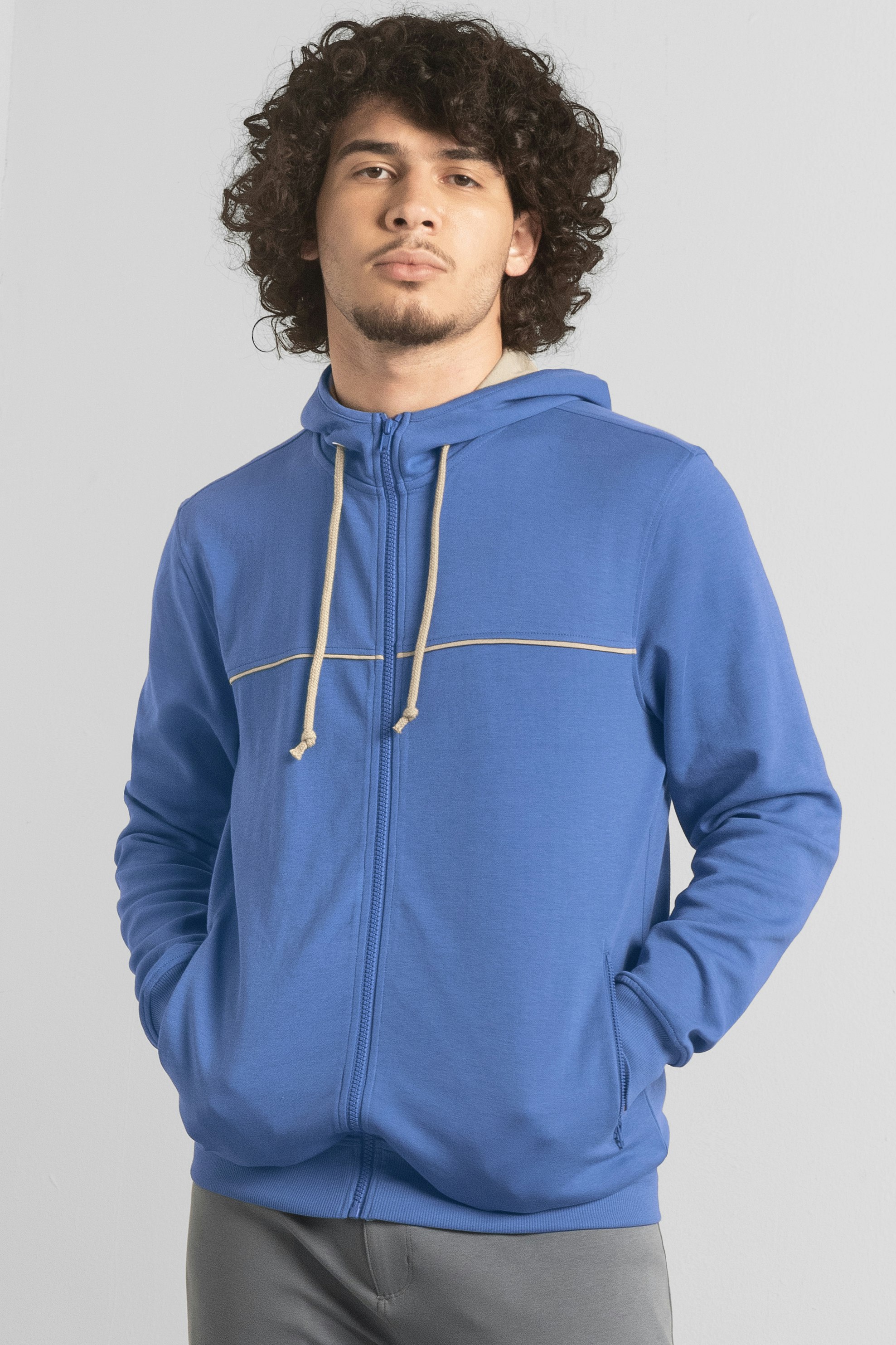 Enorsia Blue Heavy Jersey Zip Through Hoodie - Xxl - 70% Cotton, 30% Polyester