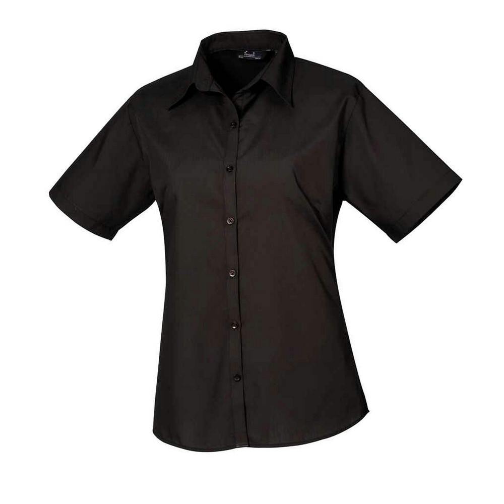 Premier (18 Uk, Black) Womens/Ladies Poplin Short-Sleeved Blouse - Image 3