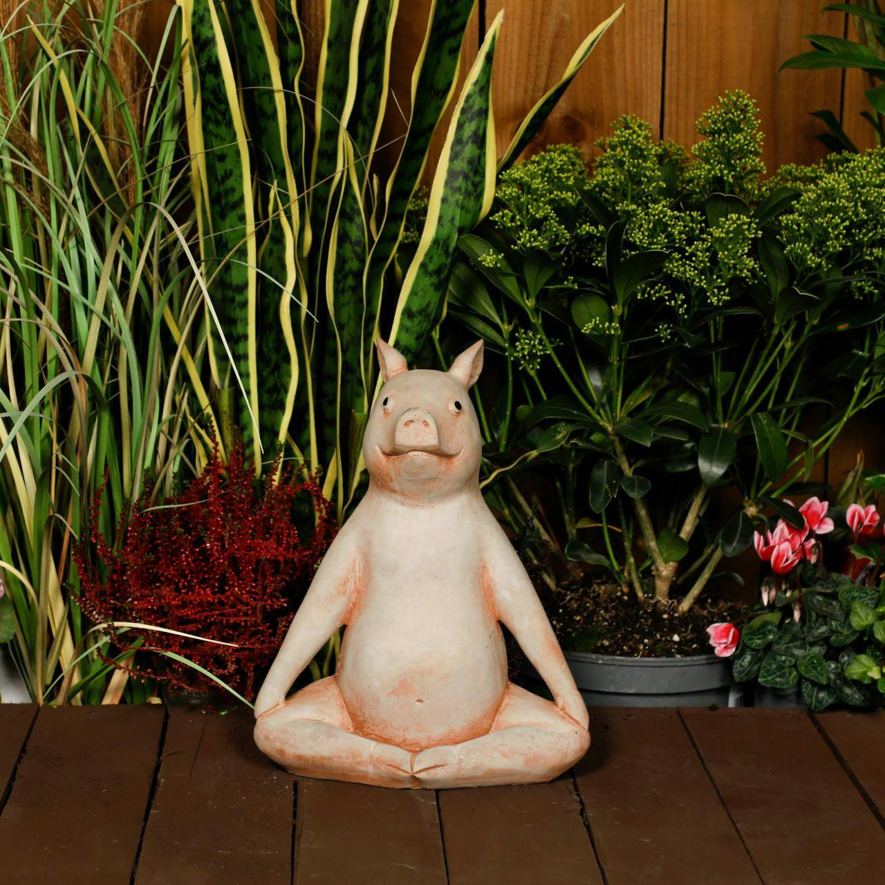 Osn Gentle Cast Stone Yoga Pig Garden Statue Pig Garden Ornament