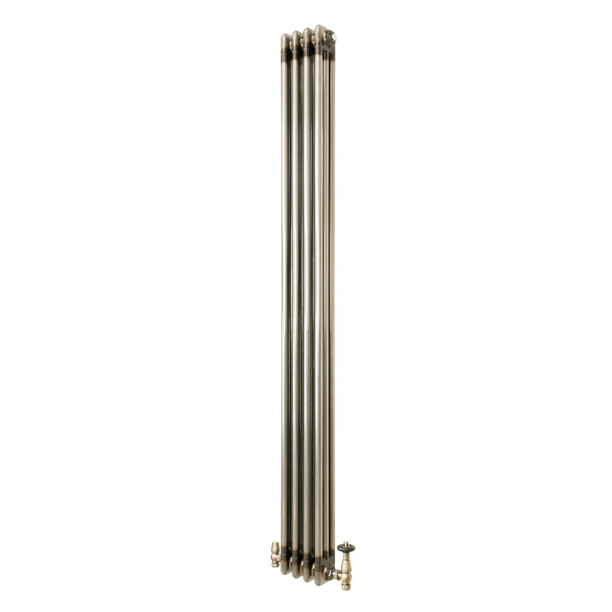 Monstershop Traditional 3 Column Radiator & Valves – 1800mm x 200mm - Raw Metal in Silver - Image 2