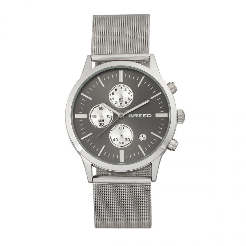Breed Silver Espinosa Chronograph Mesh-Bracelet Watch W/ Date - /Gunmetal