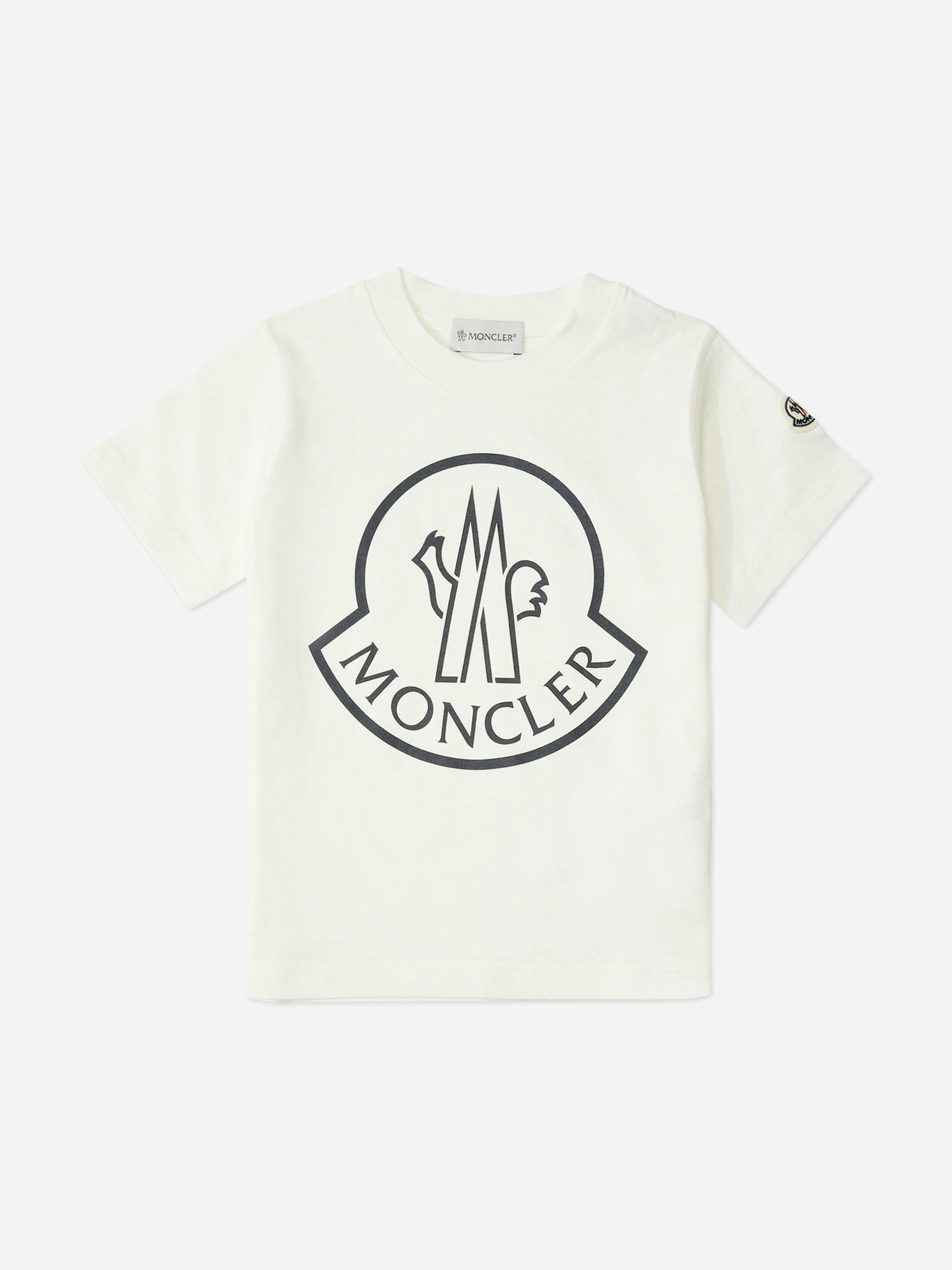 Moncler Enfant Boys Ivory Logo T-Shirt In - 8 Yrs