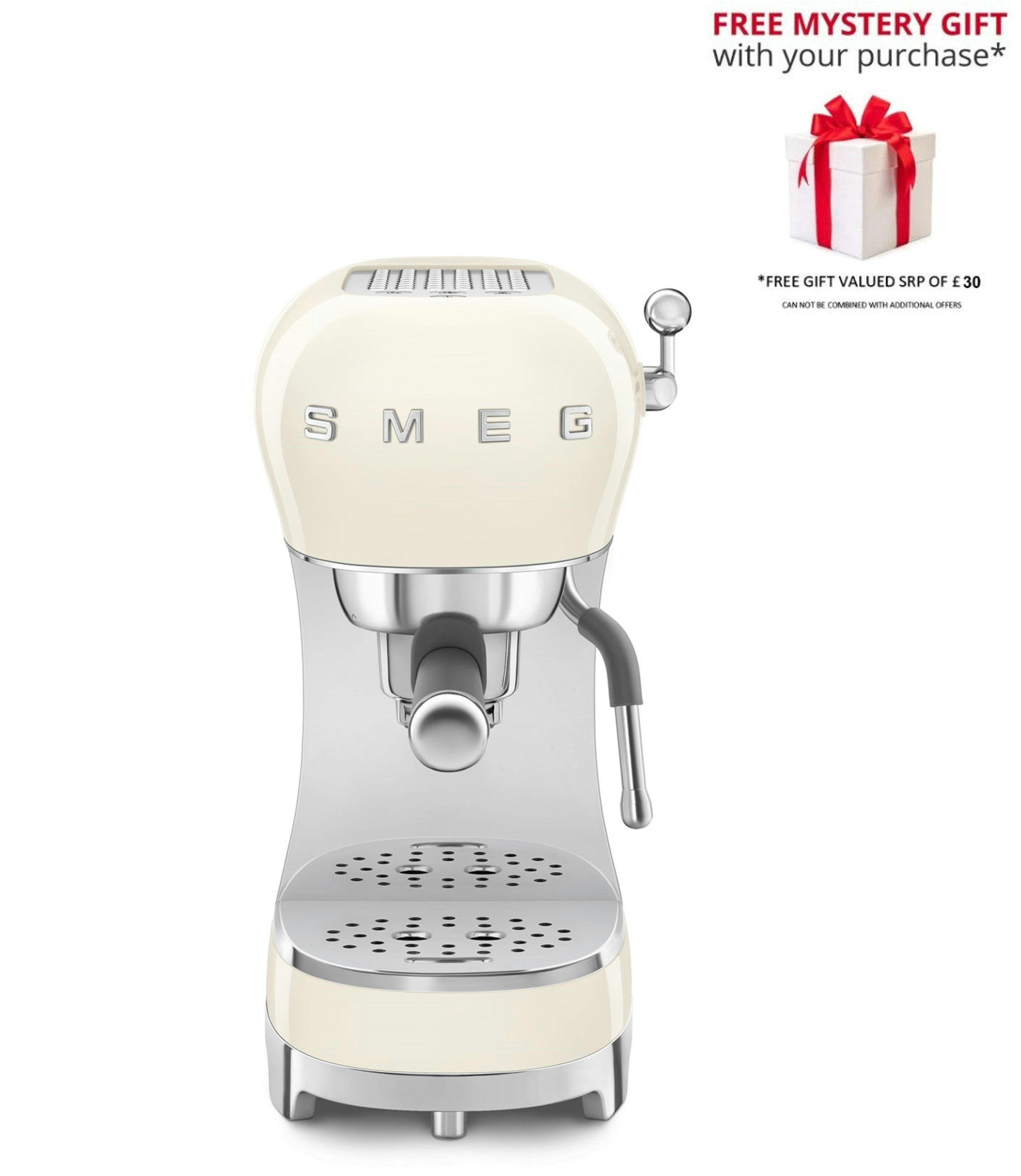 Smeg Cream Ecf02 Espresso Coffee Machine With Steam Wand - Free Gift Rrp £30!