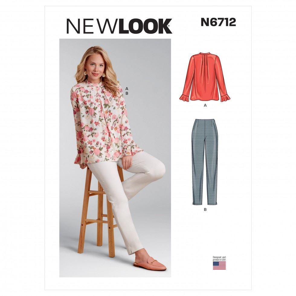New Look Women's Sewing Pattern 6712, Tops, Trousers For A (6-8-10-12-14-16-18) - Intermediate - A (6-8-10-12-14-16-18)