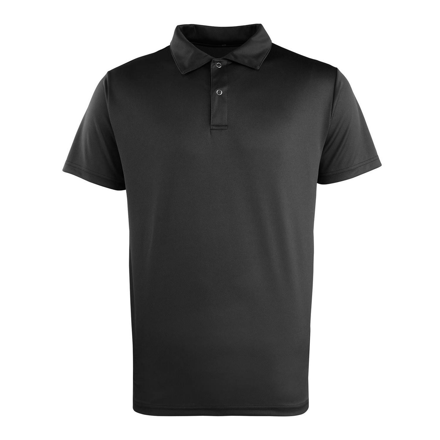 Premier (L, Black) Unisex Adult Coolchecker Pique Polo Shirt - Image 3