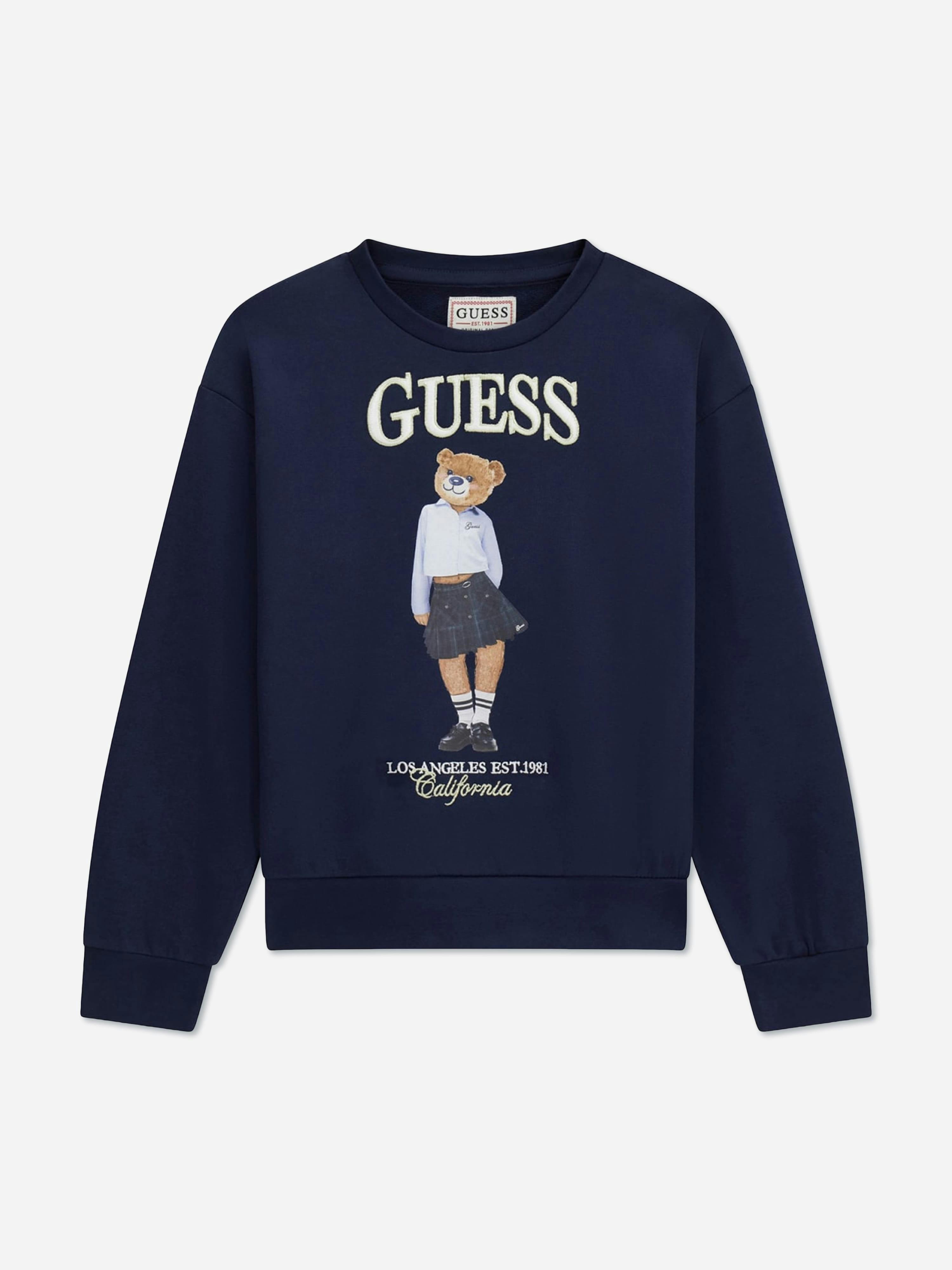 Guess Girls Bear Logo Oversized Sweatshirt In Navy - Navy - 12 Yrs