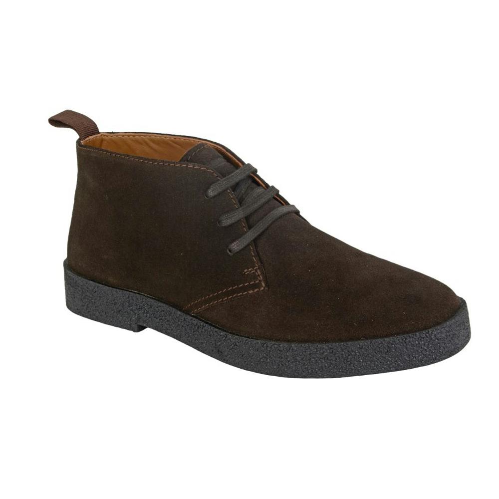 Roamers Men's Brown Leather Desert Boots - Chocolate - 11 Uk - Chocolate - 100% Mixed