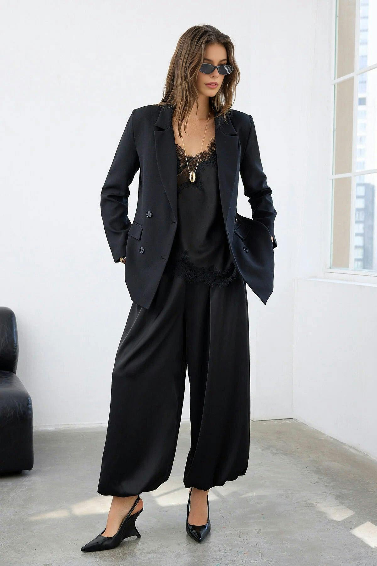 Wovcor Black Lined Woven Blazer Jacket With Button Detail - 6
