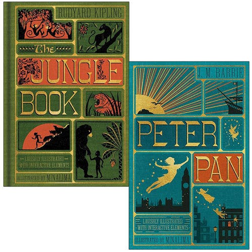 Various Publishers Peter Pan And The Jungle Book - Minalima Edition 2 Books Collection Set | Illustrated With Interactive Elements