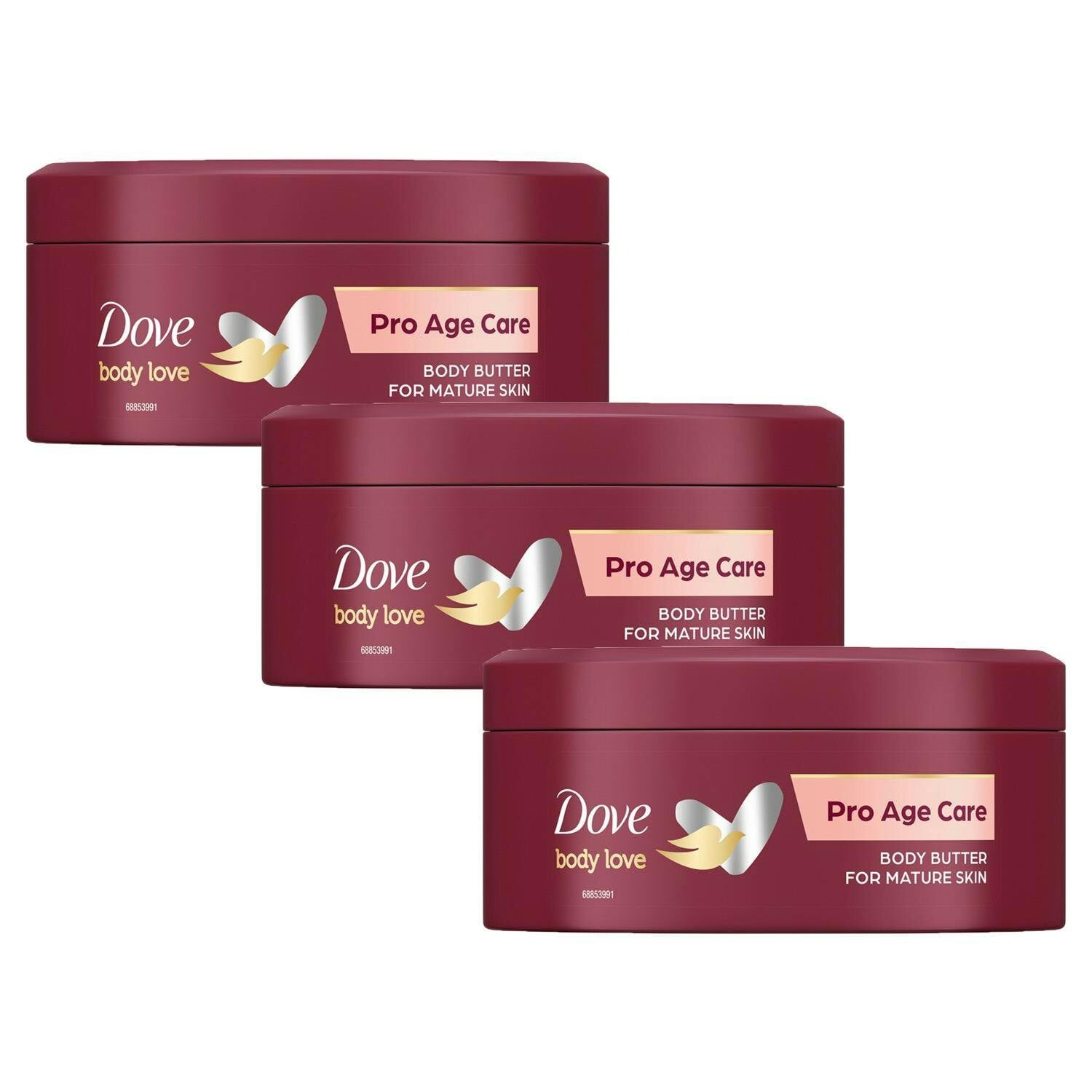 Dove Cream/Dark Body Love Pro Age Body Butter Nourishing Moisturiser 250Ml 3 Pack