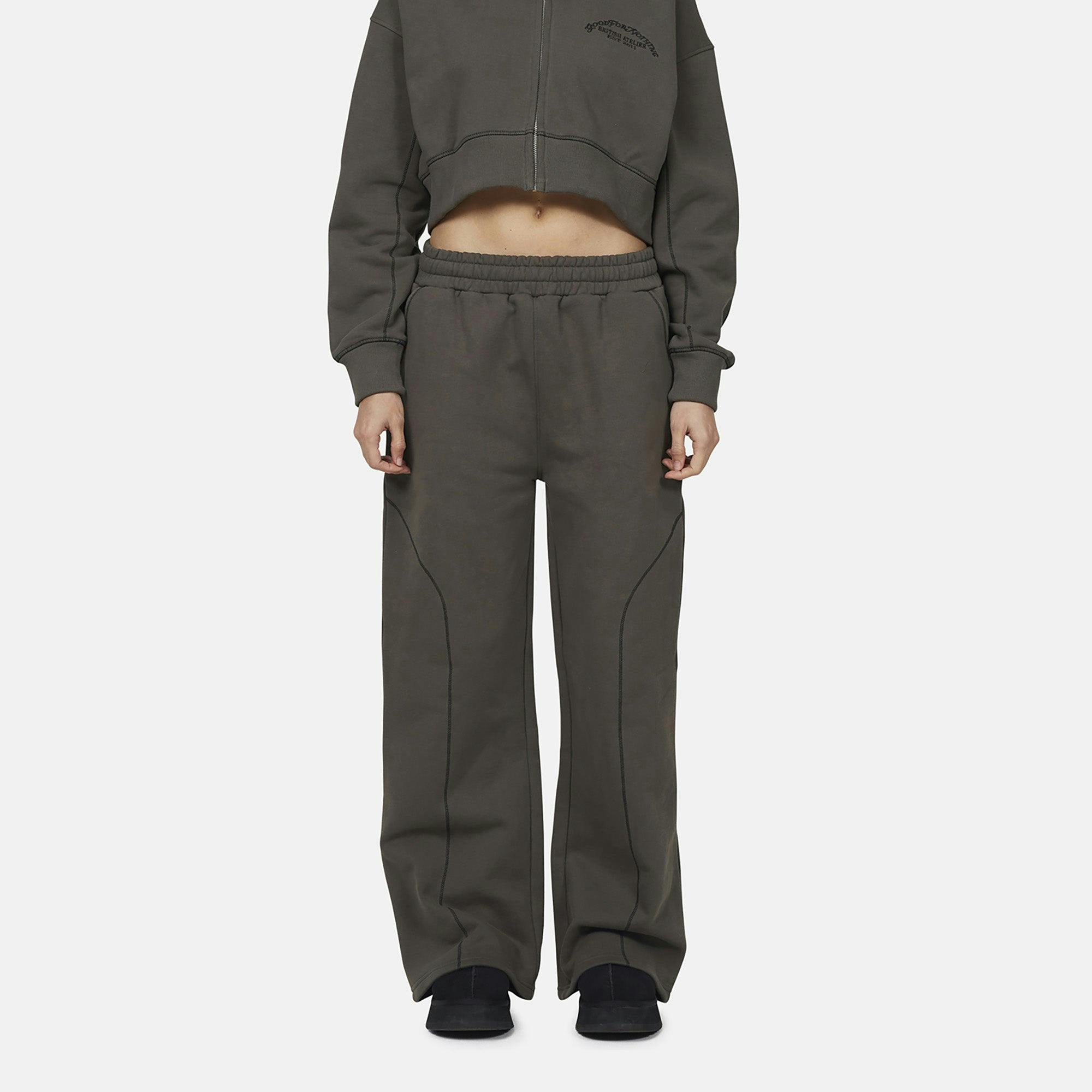 Good For Nothing Grey Coverlock Stitching Baggy Joggers - Xl