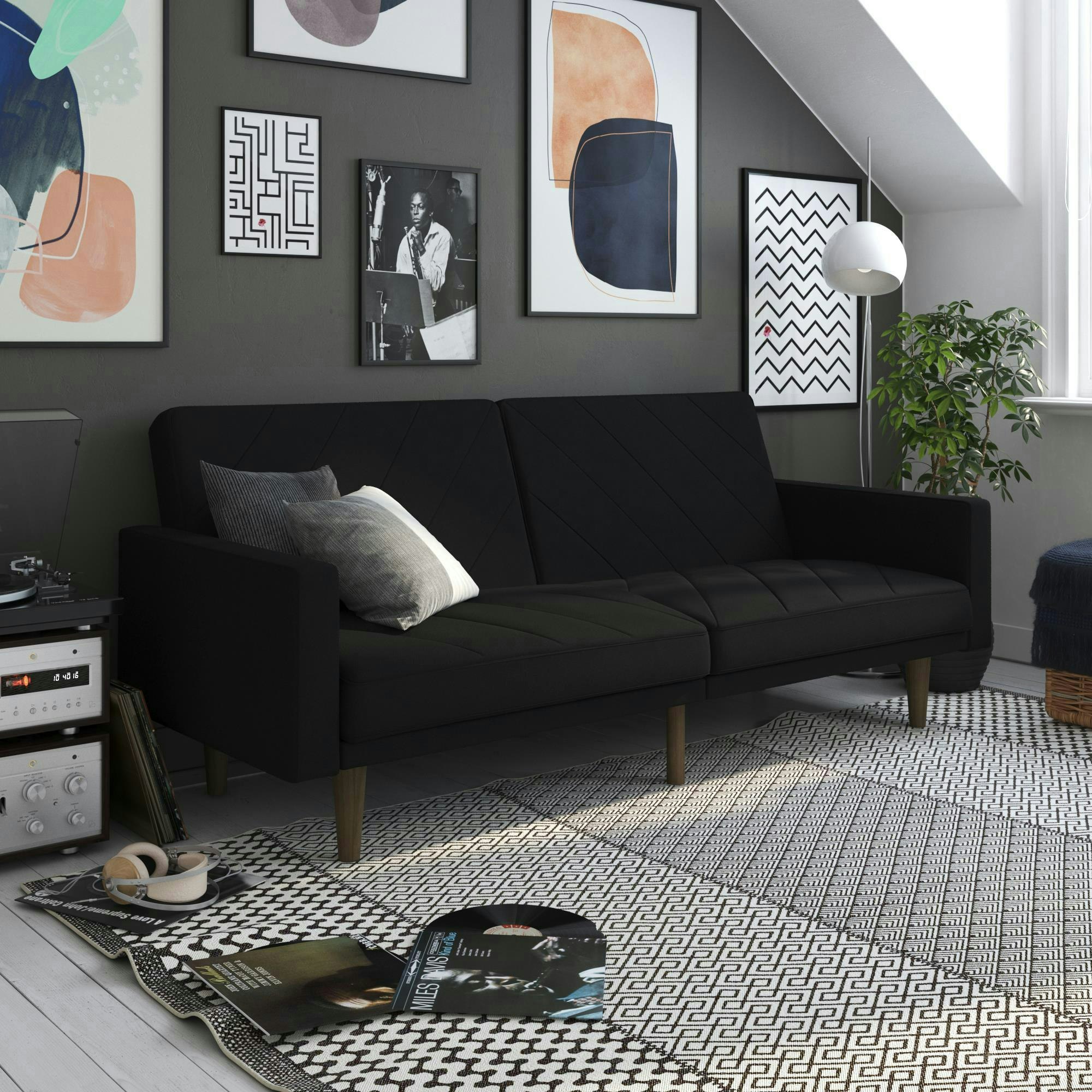 Dorel Home Black Paxson Clic Clac Sofa Bed In Fabric