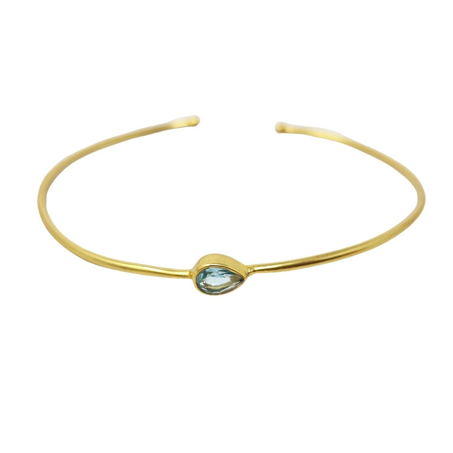 Harfi Gold 18Ct Plated Aquamarine March Birthstone Bangle