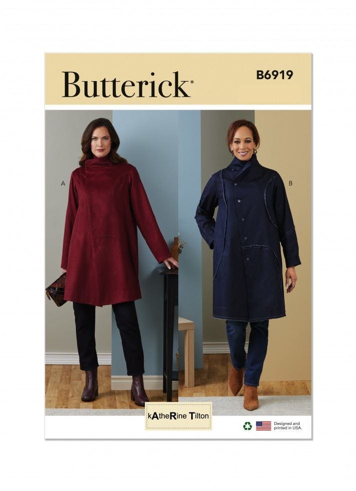 Butterick Women's Sewing Pattern 6919, Coats For B5 (8-10-12-14-16) - Intermediate - B5 (8-10-12-14-16)