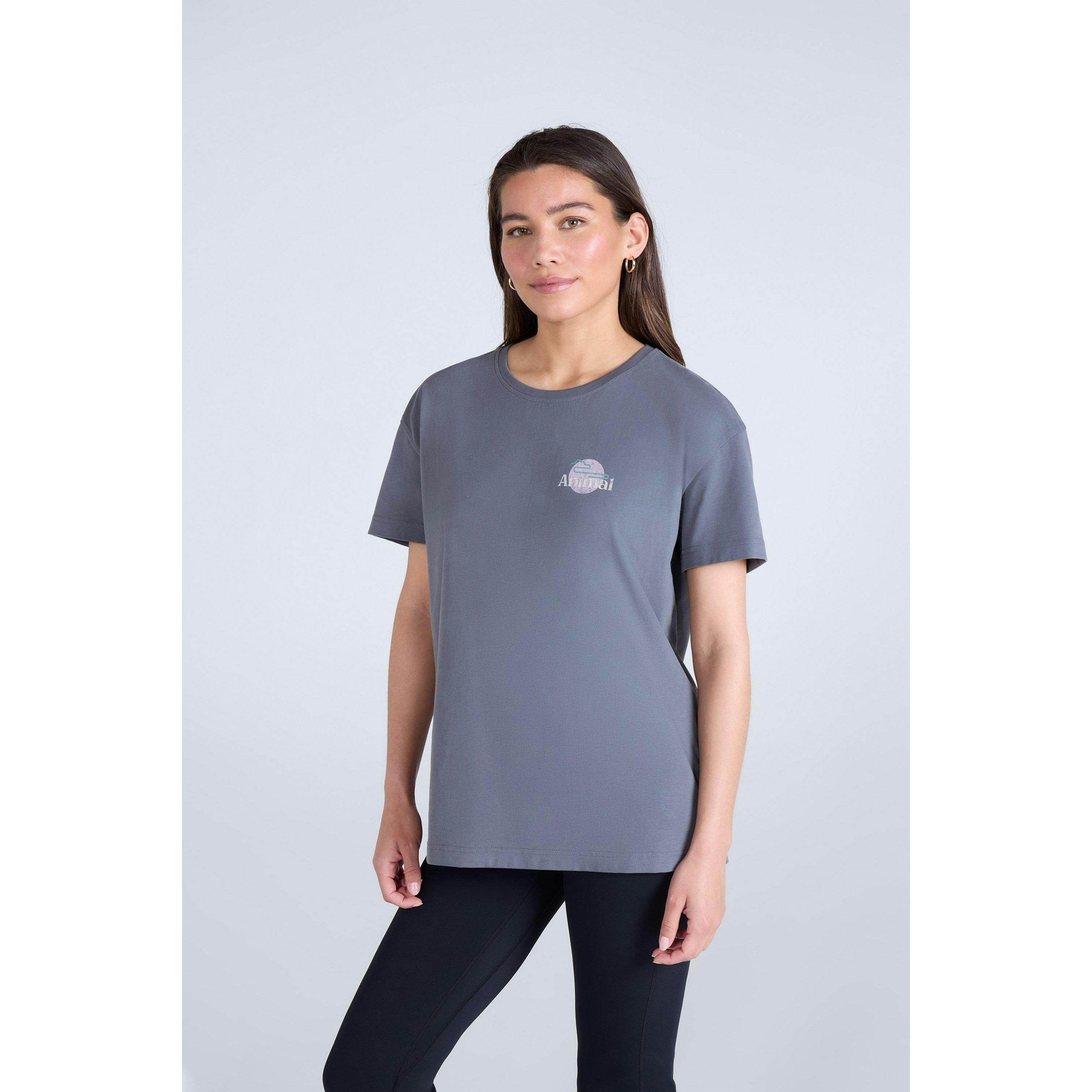 Animal Women's Grey Leena Organic Cotton Boxy T-Shirt - 6 Uk - 100% Organic Cotton