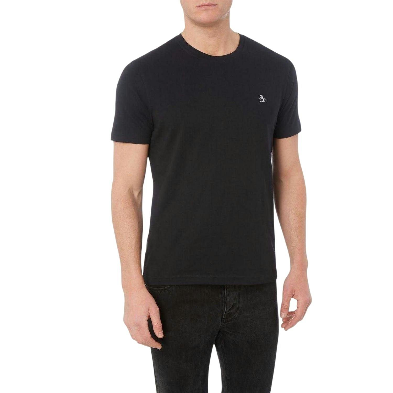 Original Penguin Men's Black Pin Point Embroidered T-Shirt - Xs - 100% Organic Cotton