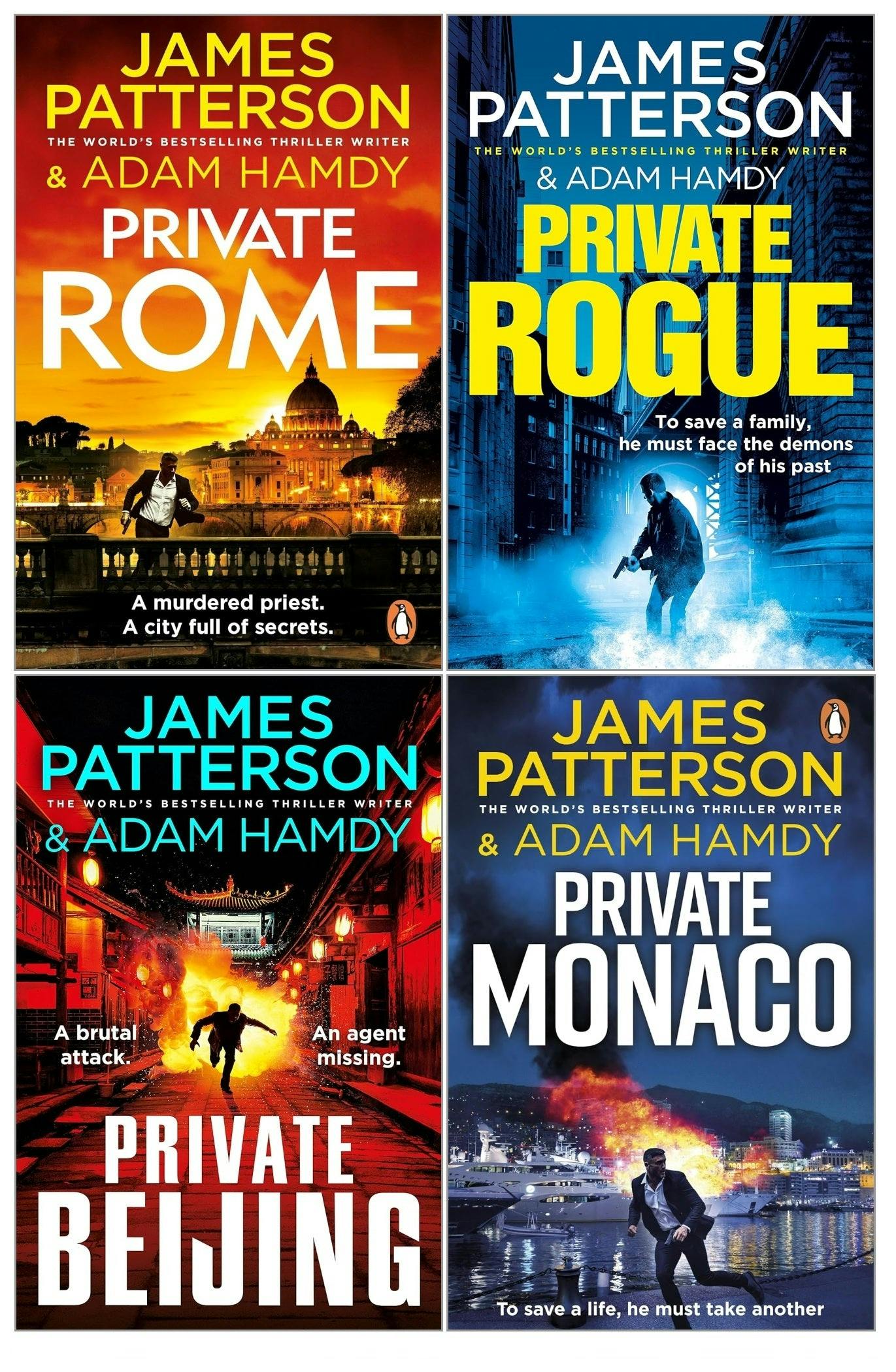 Various Publishers James Patterson Private Series 4 Books Collection Set (Books 16-19) (Private Rogue, Private Beijing, Private Rome, Private Monaco)