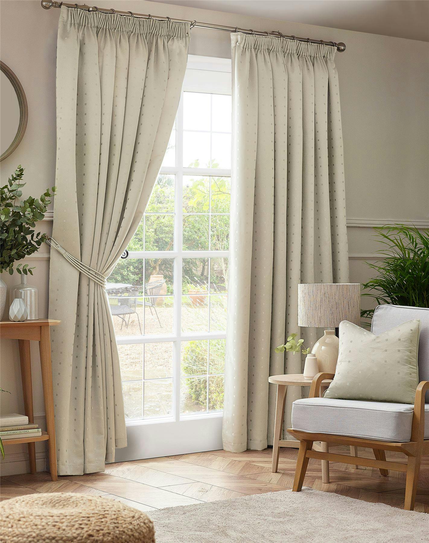 Rackhams Cream Adi Lined Pencil Pleat Curtains - 229Cm Width X 183Cm Drop