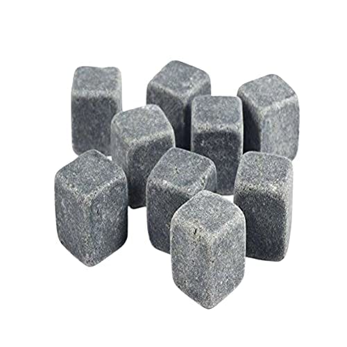 Kav Grey 9 Pcs Reusable Whisky Granite Stones Set Refreezable Ice Drink Cubes Chilling Rocks Gift Set With Pouch For Cold Drinks, Scotch, Brandy