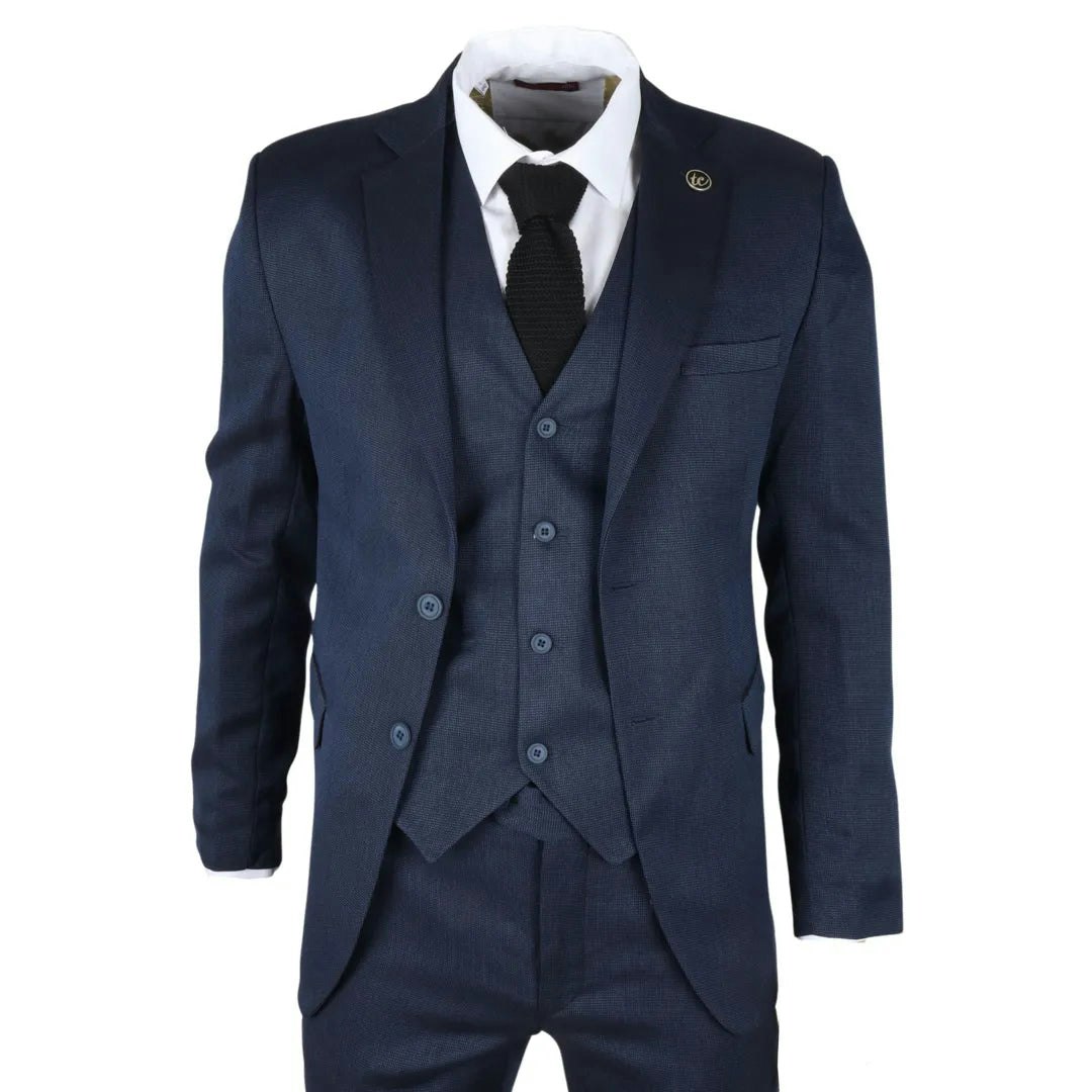 Truclothing Men's Blue Im07 - 3 Piece Navy Classic Suit - 38" Jacket 32" Trousers