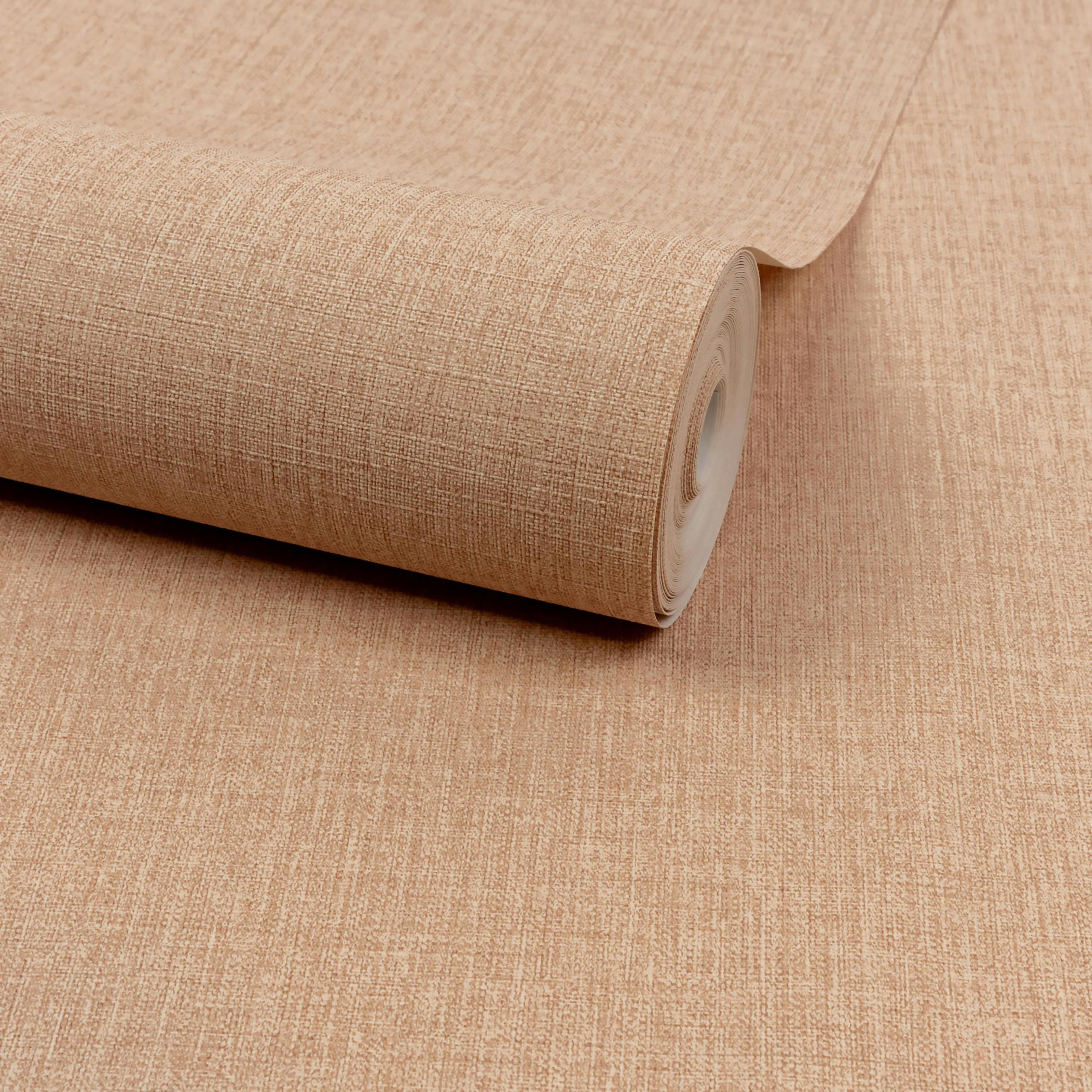 Grandeco Coral Boutique Trente Linen Effect Luxury Weight Embossed Wallpaper, Rust
