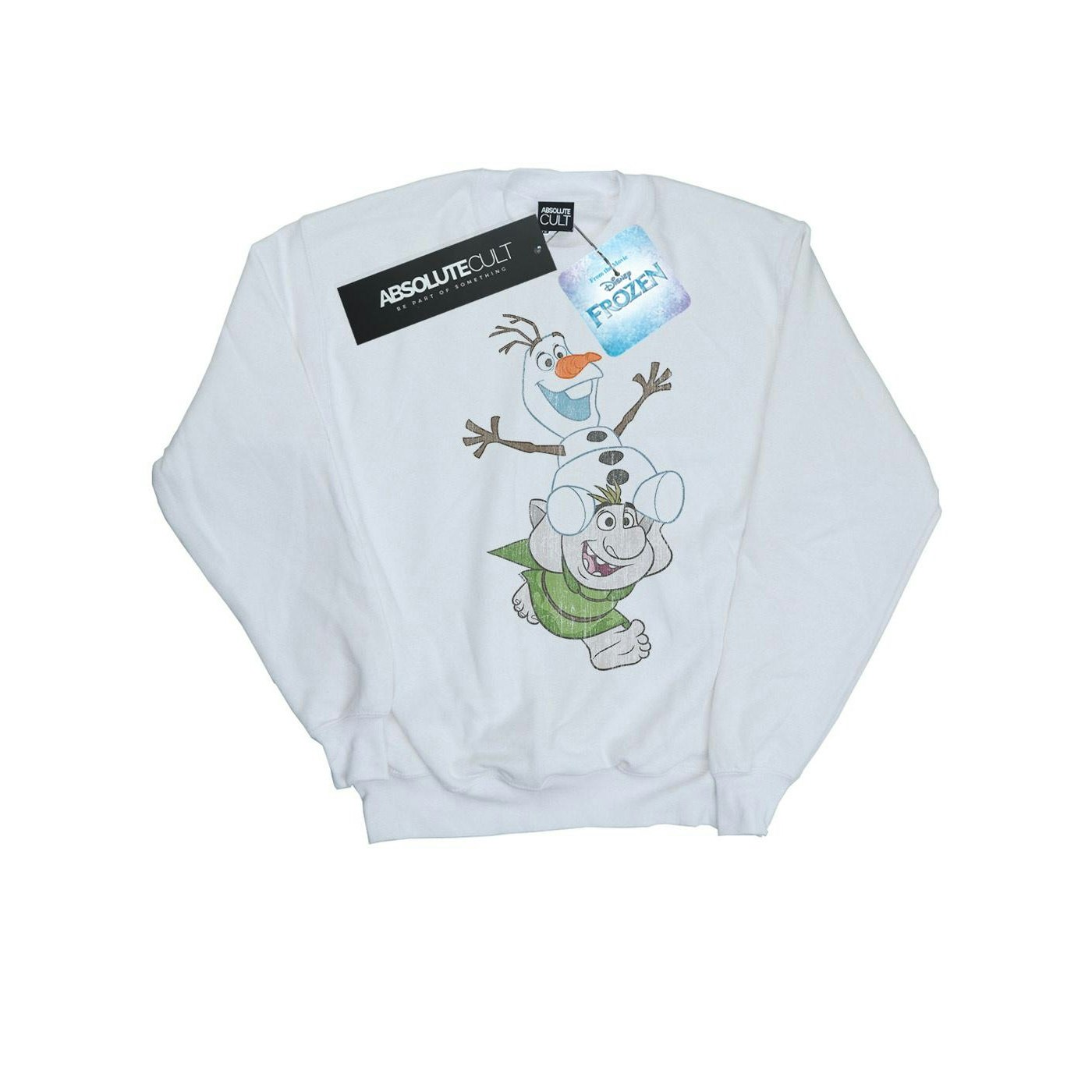 Disney Women's White / Frozen Olaf And Troll Sweatshirt - Small