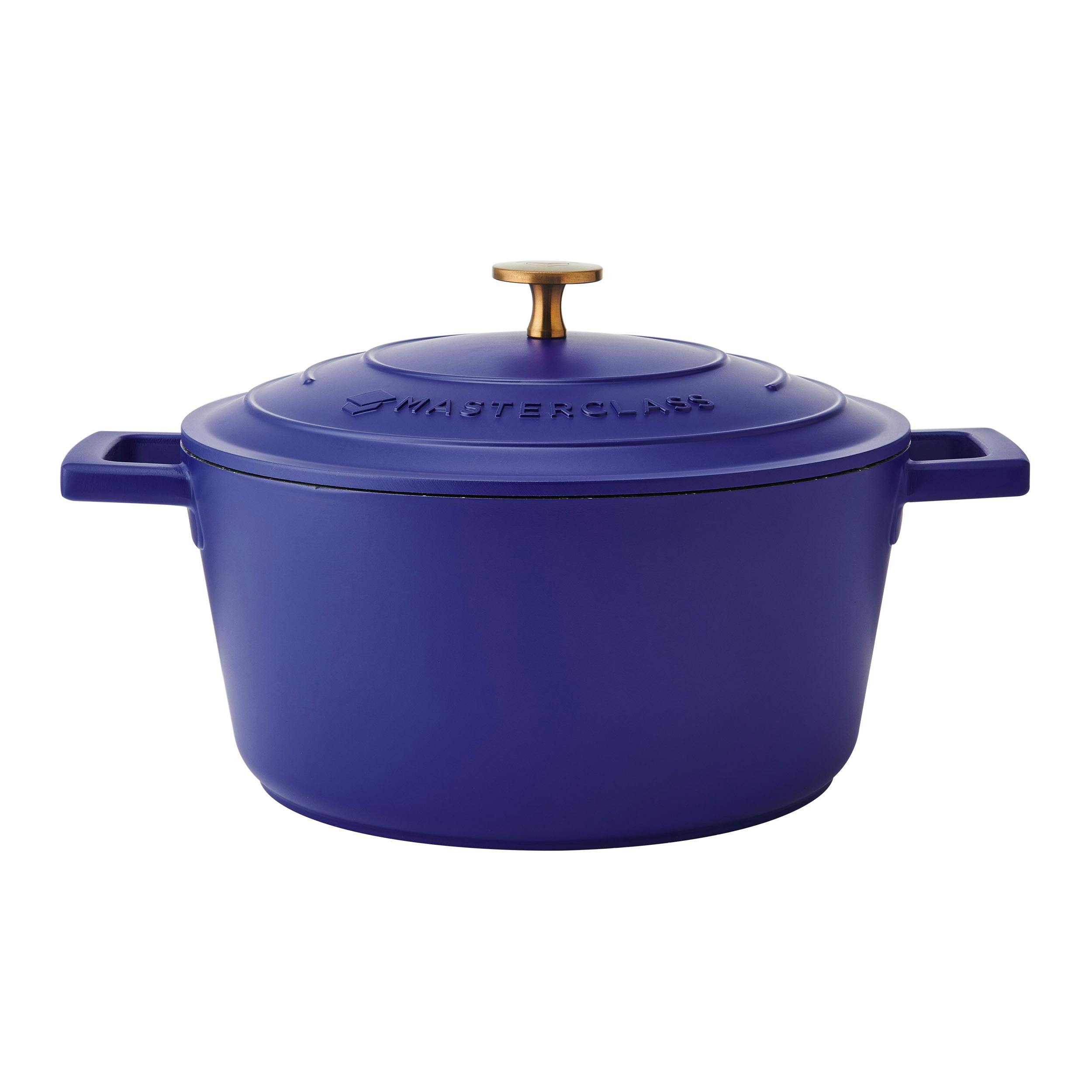 Rackhams Blue 4L Cast Aluminium Casserole Dish With Lid, Electric 24Cm - Aluminium - Casserole Dish